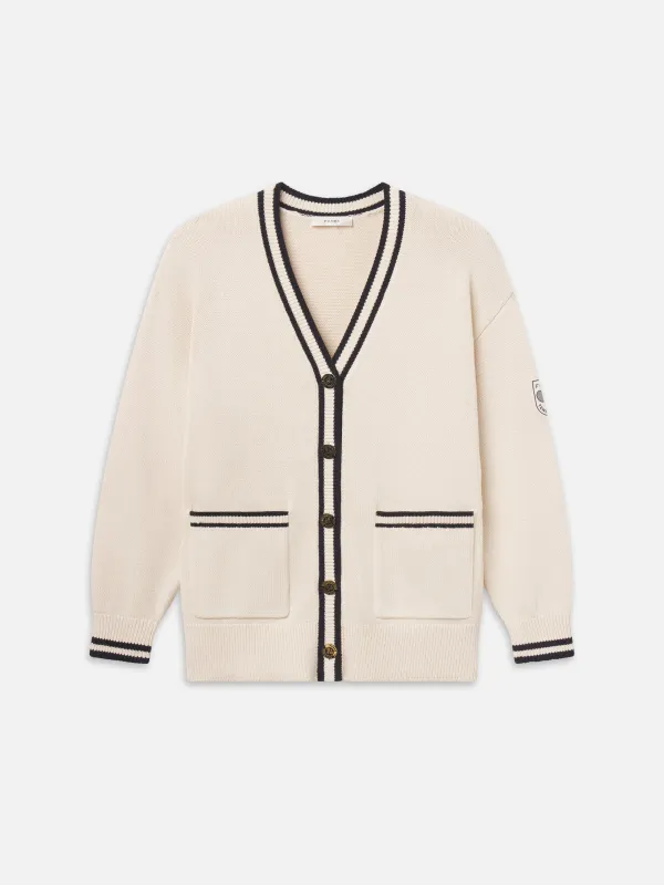 The Tennis Oversized Cardigan -- Cream Multi made by Frame Denim