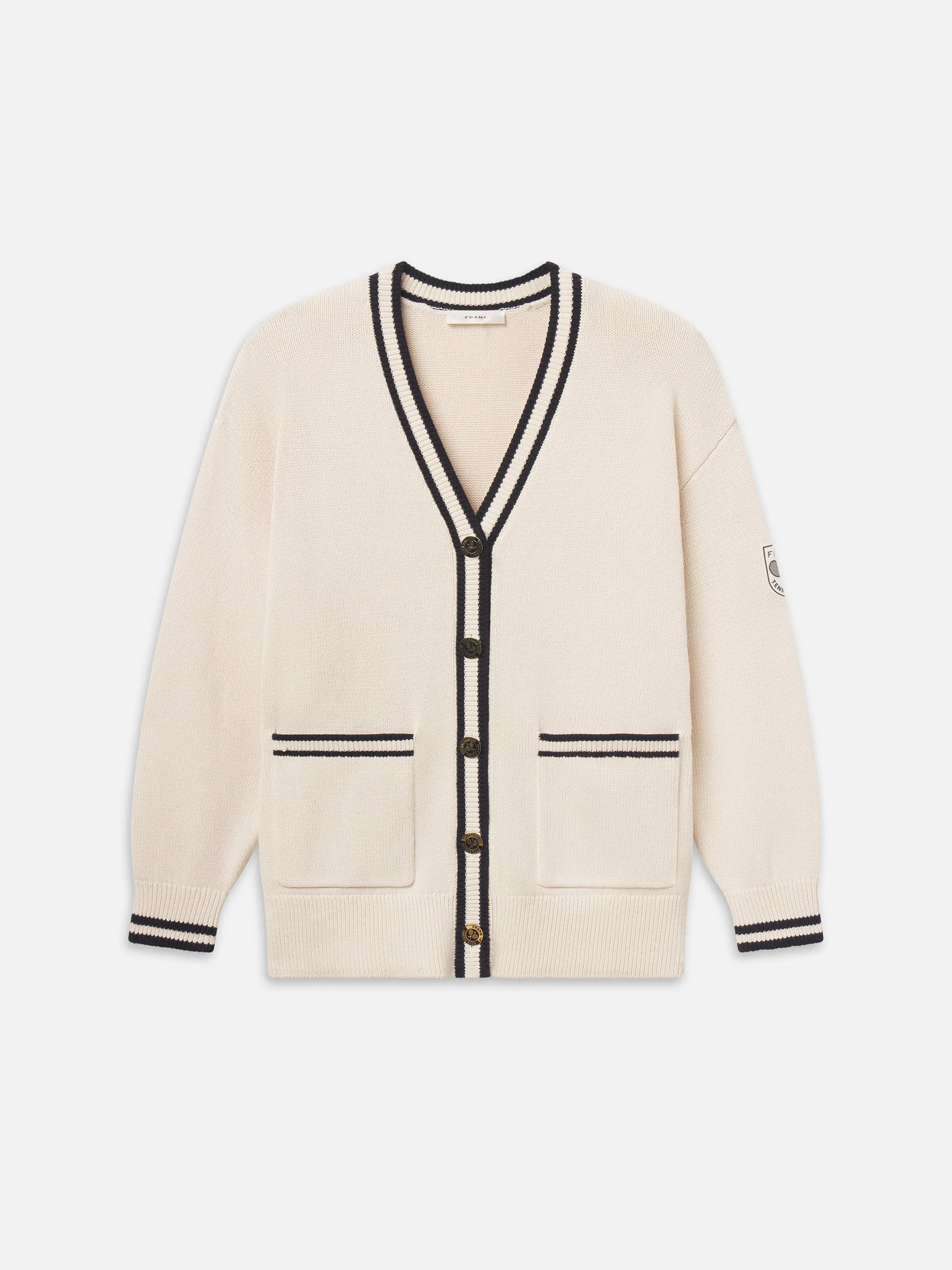 The Tennis Oversized Cardigan -- Cream Multi sold by Frame Denim
