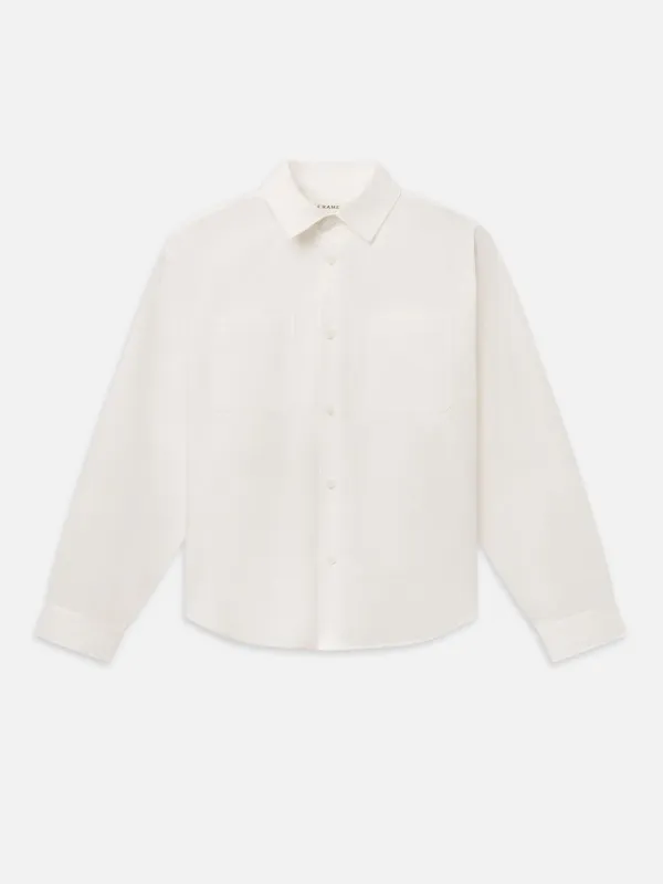 Linen Blend Shirt -- White made by Frame Denim
