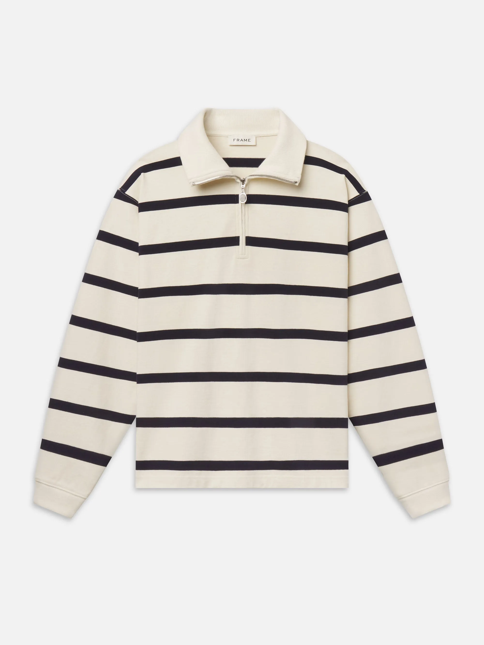 Striped Half-Zip Sweatshirt -- Navy Stripe sold by Frame Denim