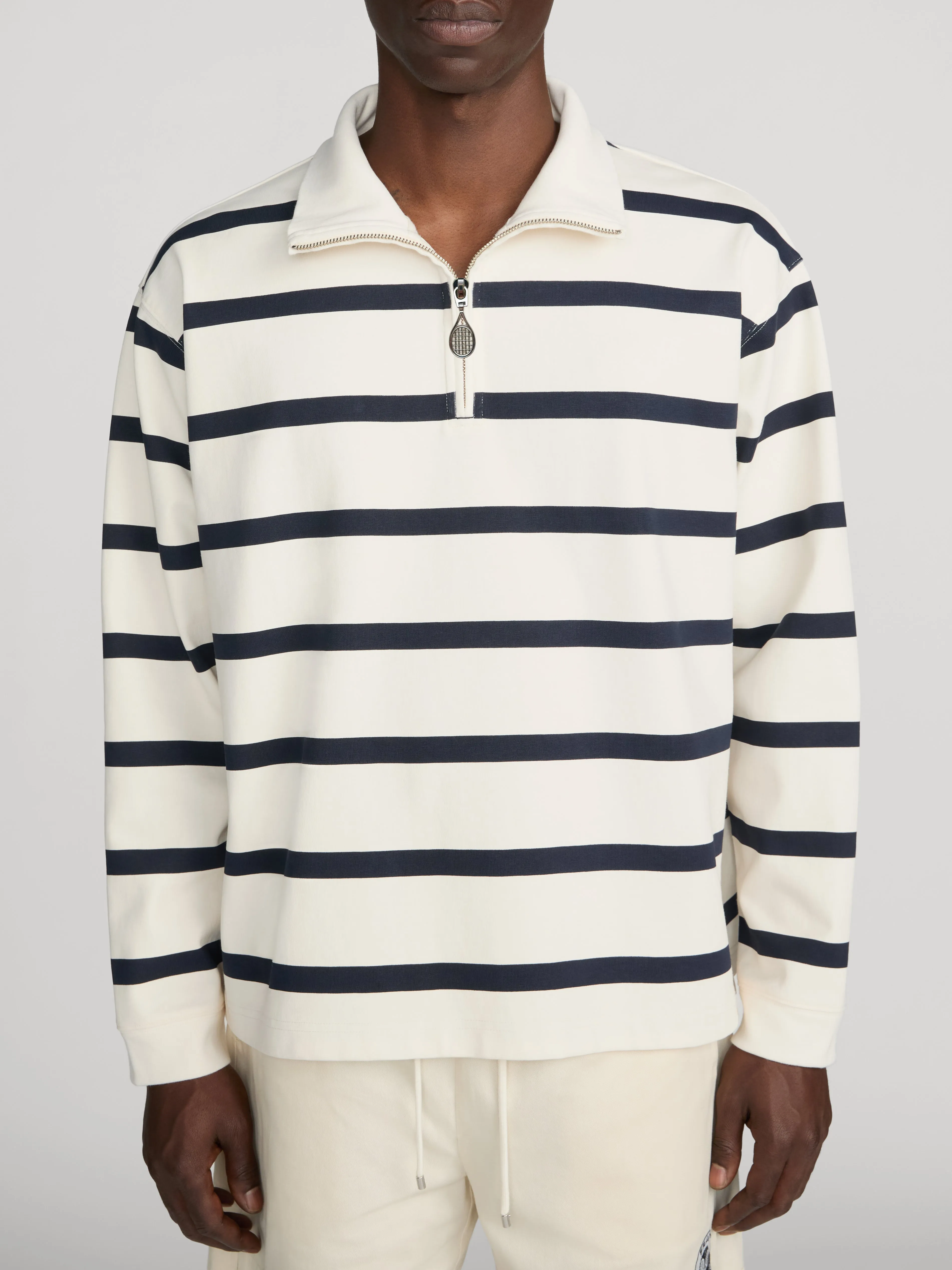 Striped Half-Zip Sweatshirt -- Navy Stripe sold by Frame Denim product image thumbnail 3