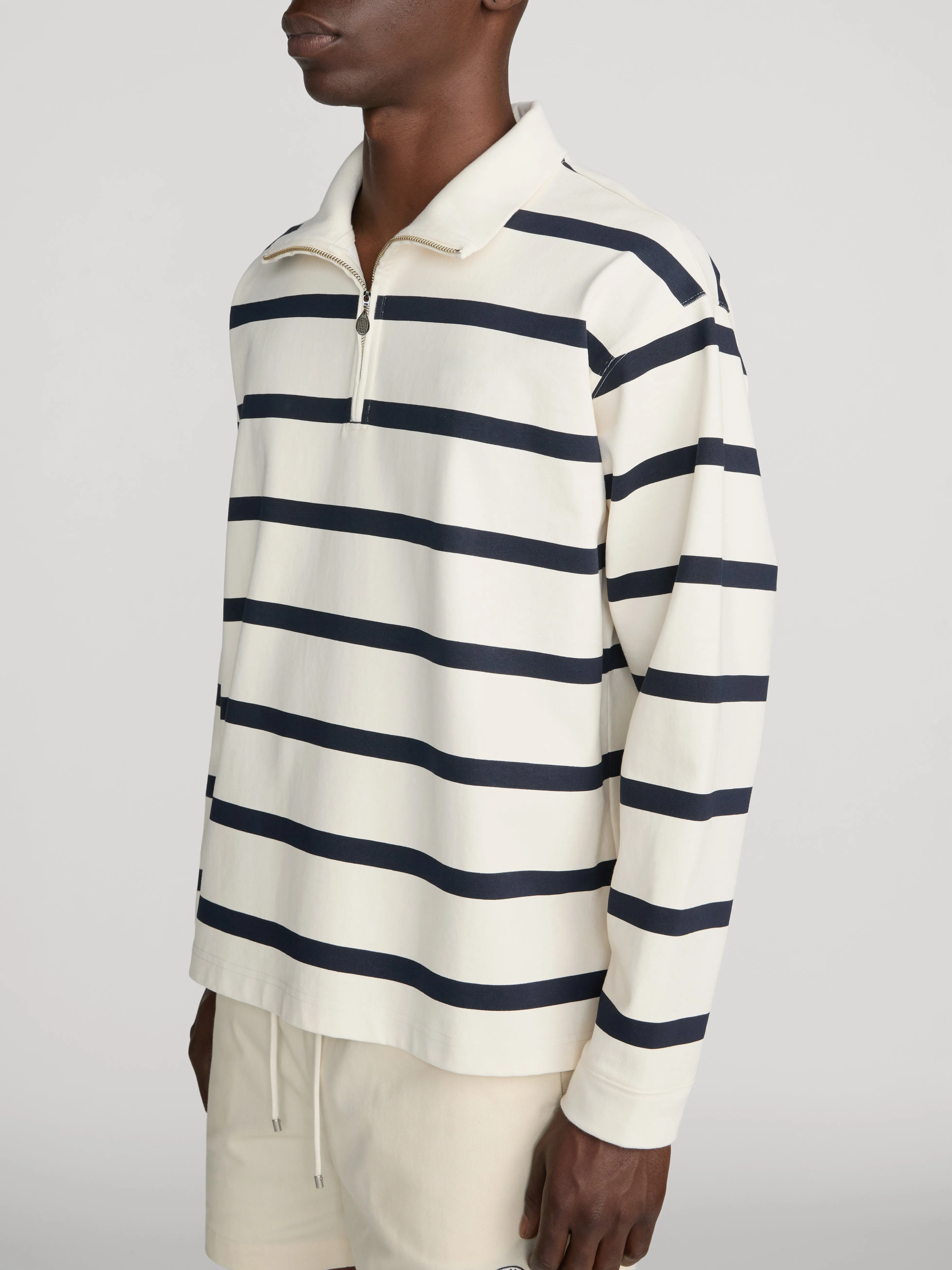 Striped Half-Zip Sweatshirt -- Navy Stripe sold by Frame Denim product image thumbnail 4