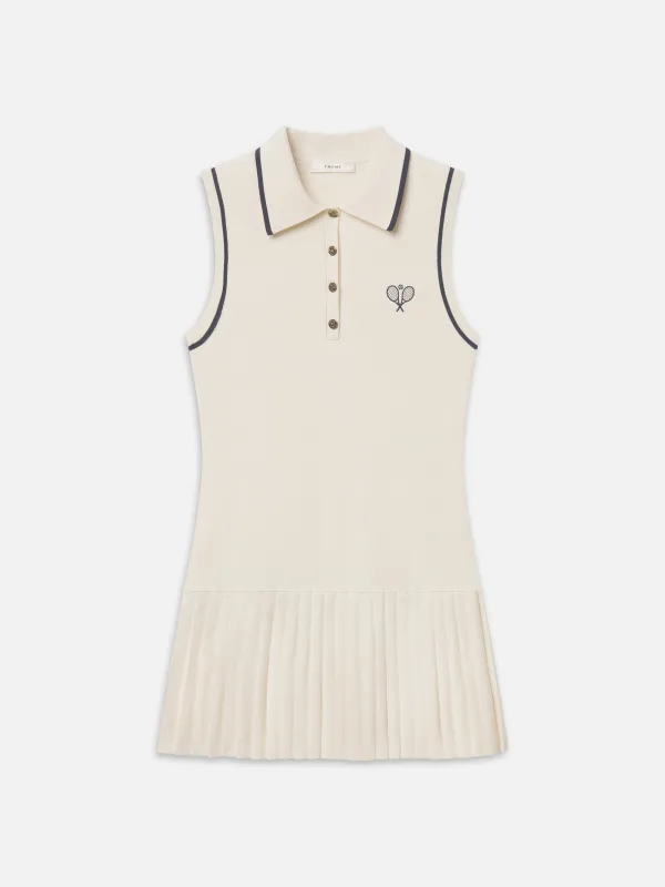 The Tennis Pleated Mini Dress -- Cream Multi made by Frame Denim