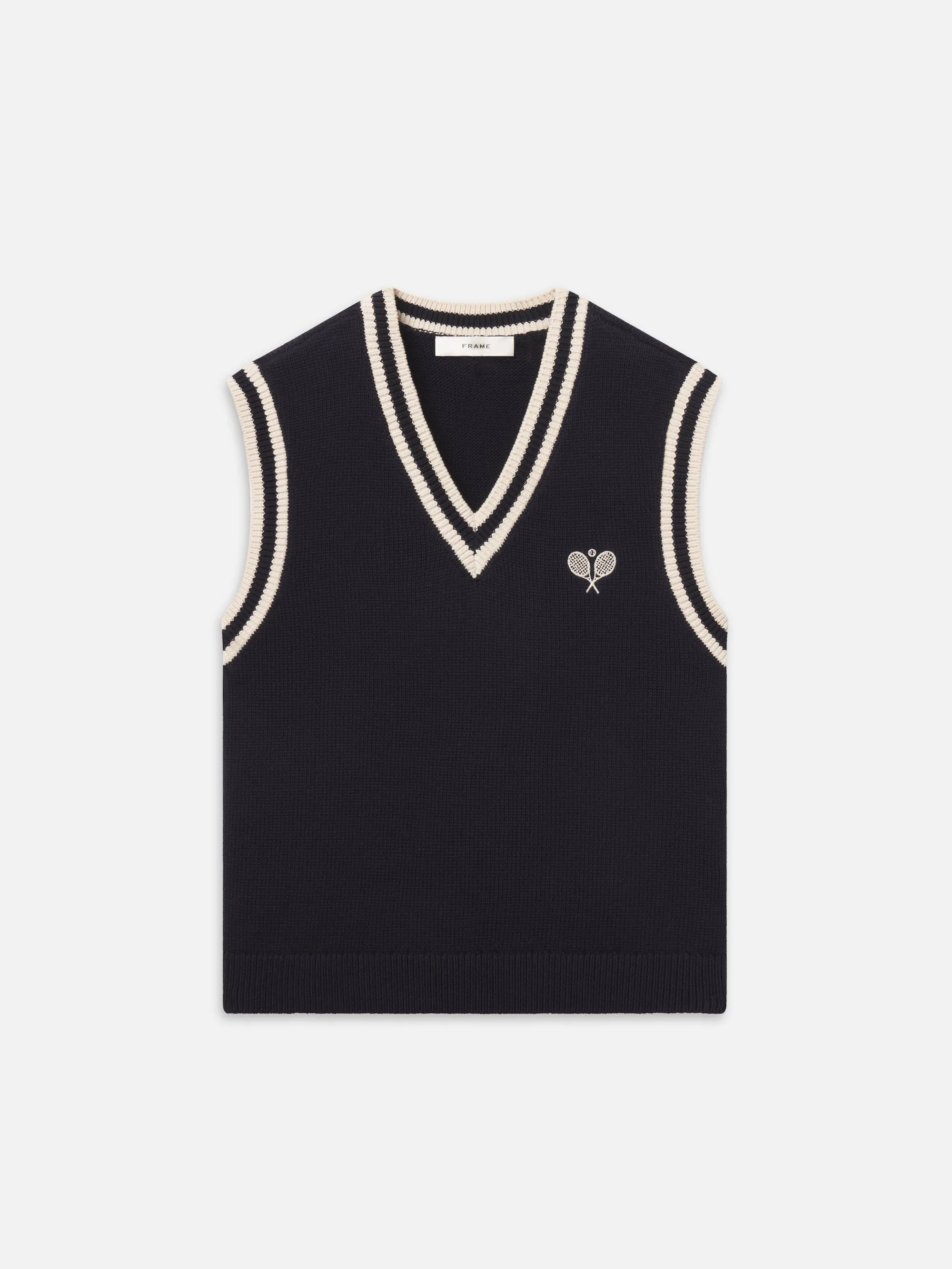 The Tennis Vest -- Navy sold by Frame Denim