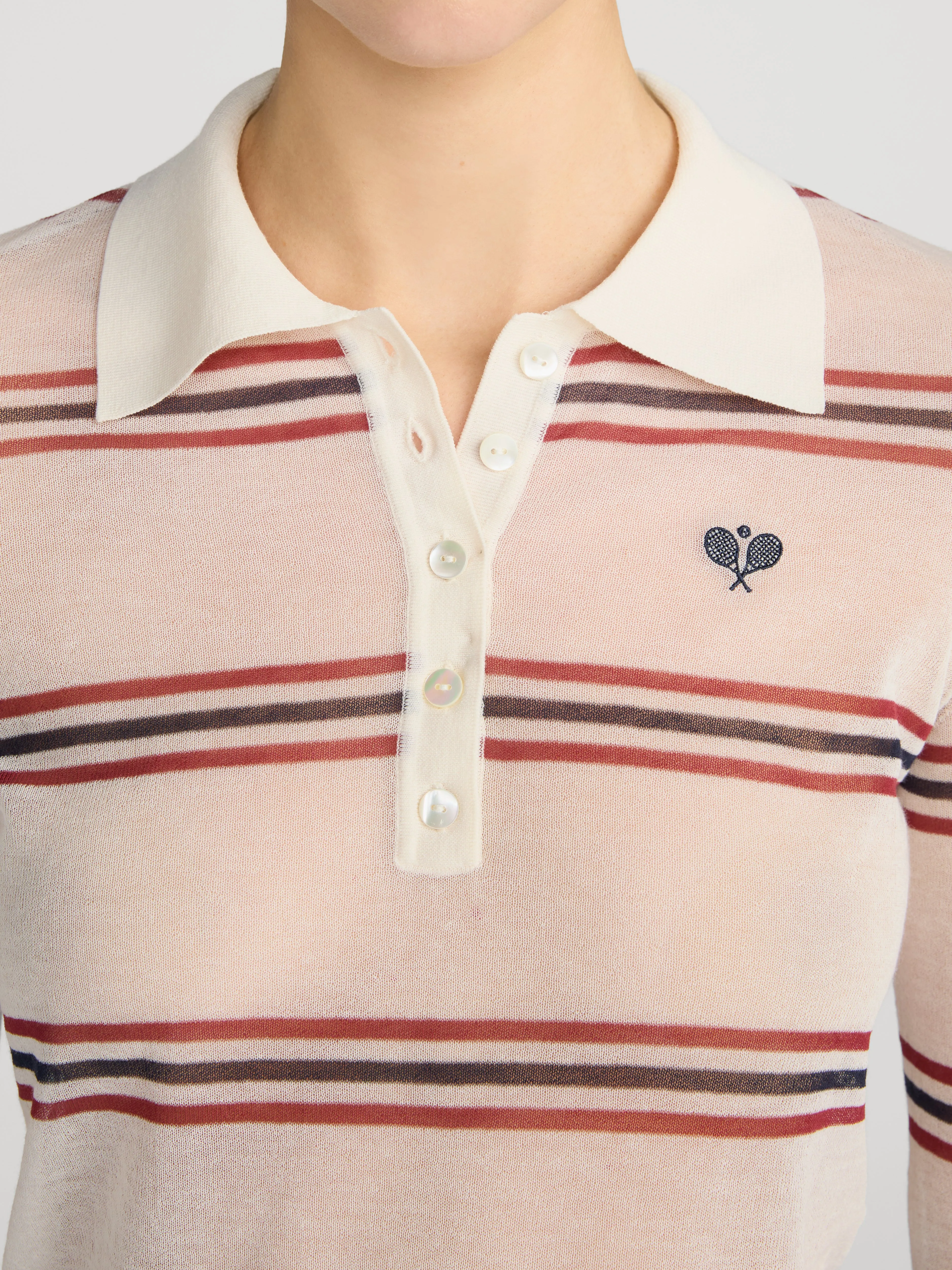 The Tennis Polo -- Garnet Multi Stripe sold by Frame Denim product image thumbnail 5