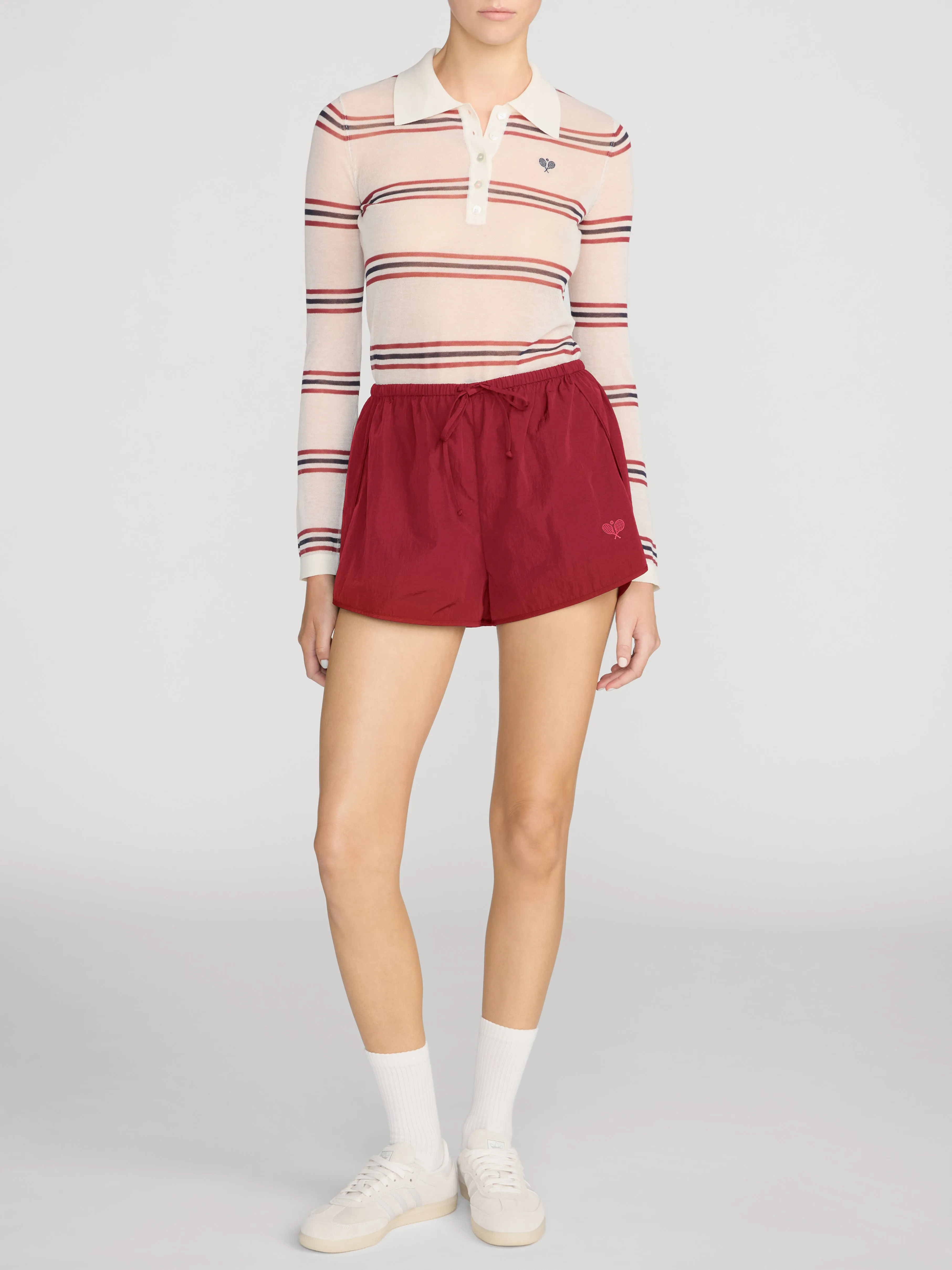 The Tennis Polo -- Garnet Multi Stripe sold by Frame Denim product image thumbnail 2