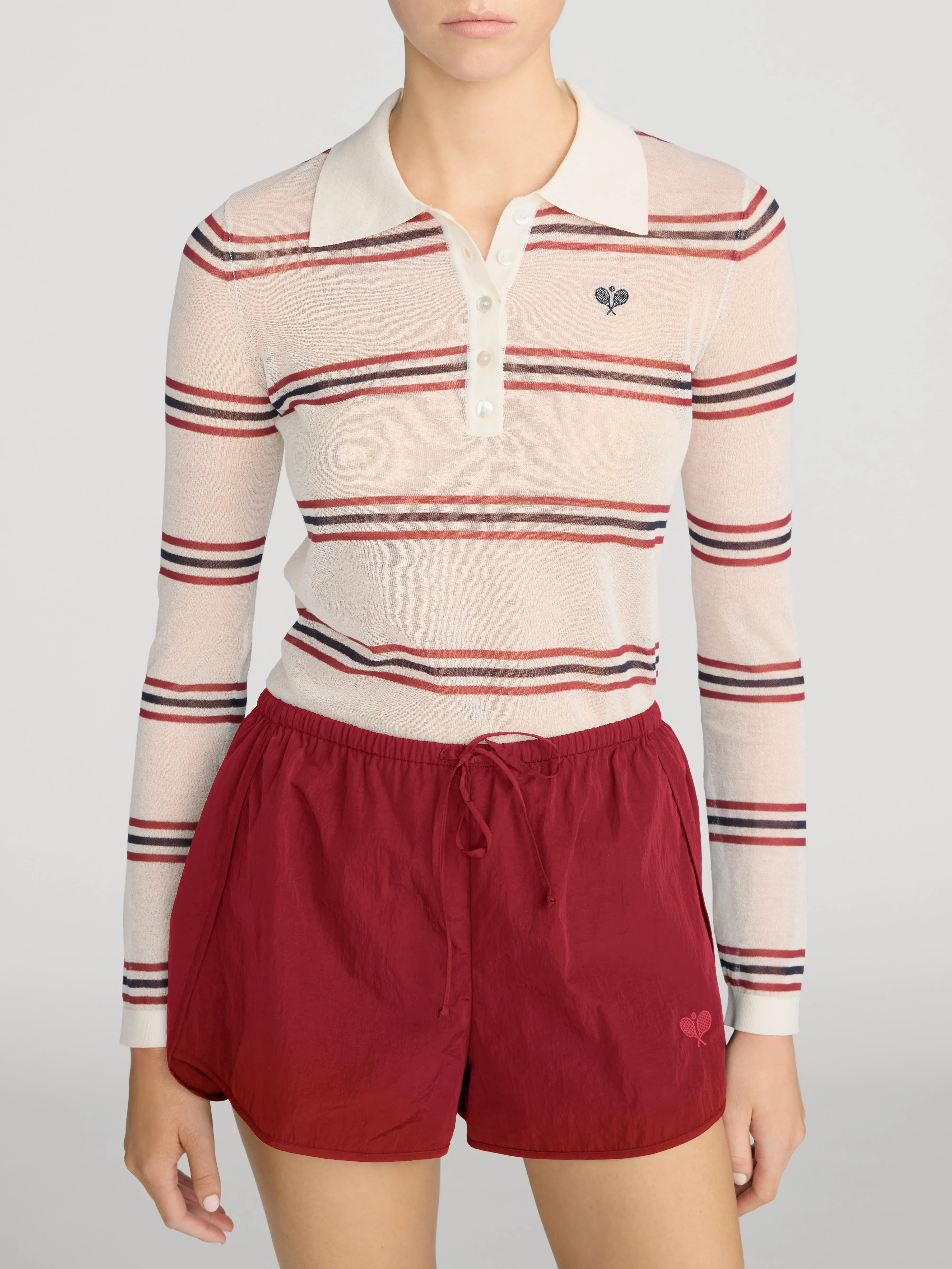 The Tennis Polo -- Garnet Multi Stripe sold by Frame Denim product image thumbnail 3