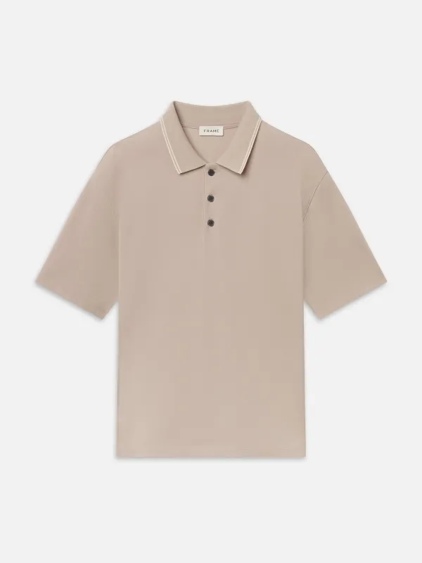 Light Pique Polo -- Warm Beige made by Frame Denim