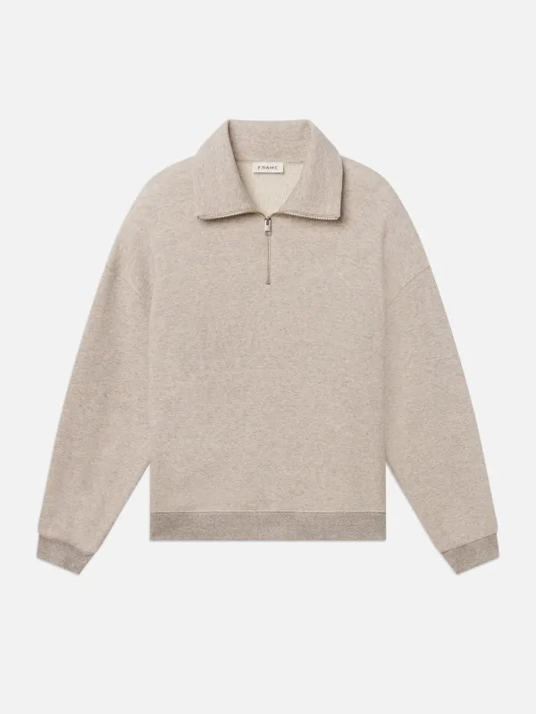 Relaxed Zip Up Sweatshirt -- Heather Grey made by Frame Denim