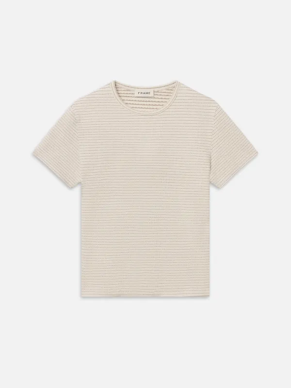 Jacquard Stripe Tee -- Cream/Brown Stripe made by Frame Denim