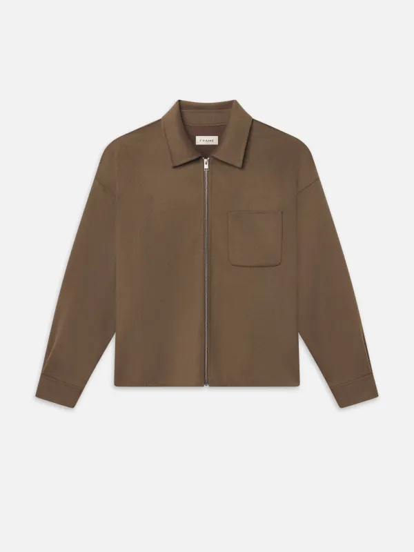 Double Face Zip Shirt Jacket -- Soft Taupe made by Frame Denim