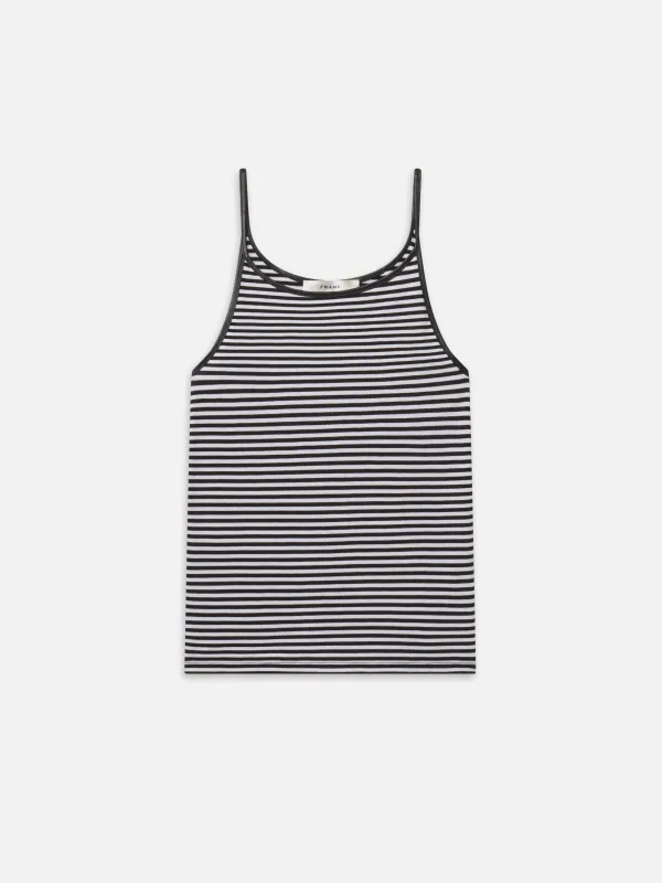 The Leather Trim Tank -- Cream Stripe made by Frame Denim