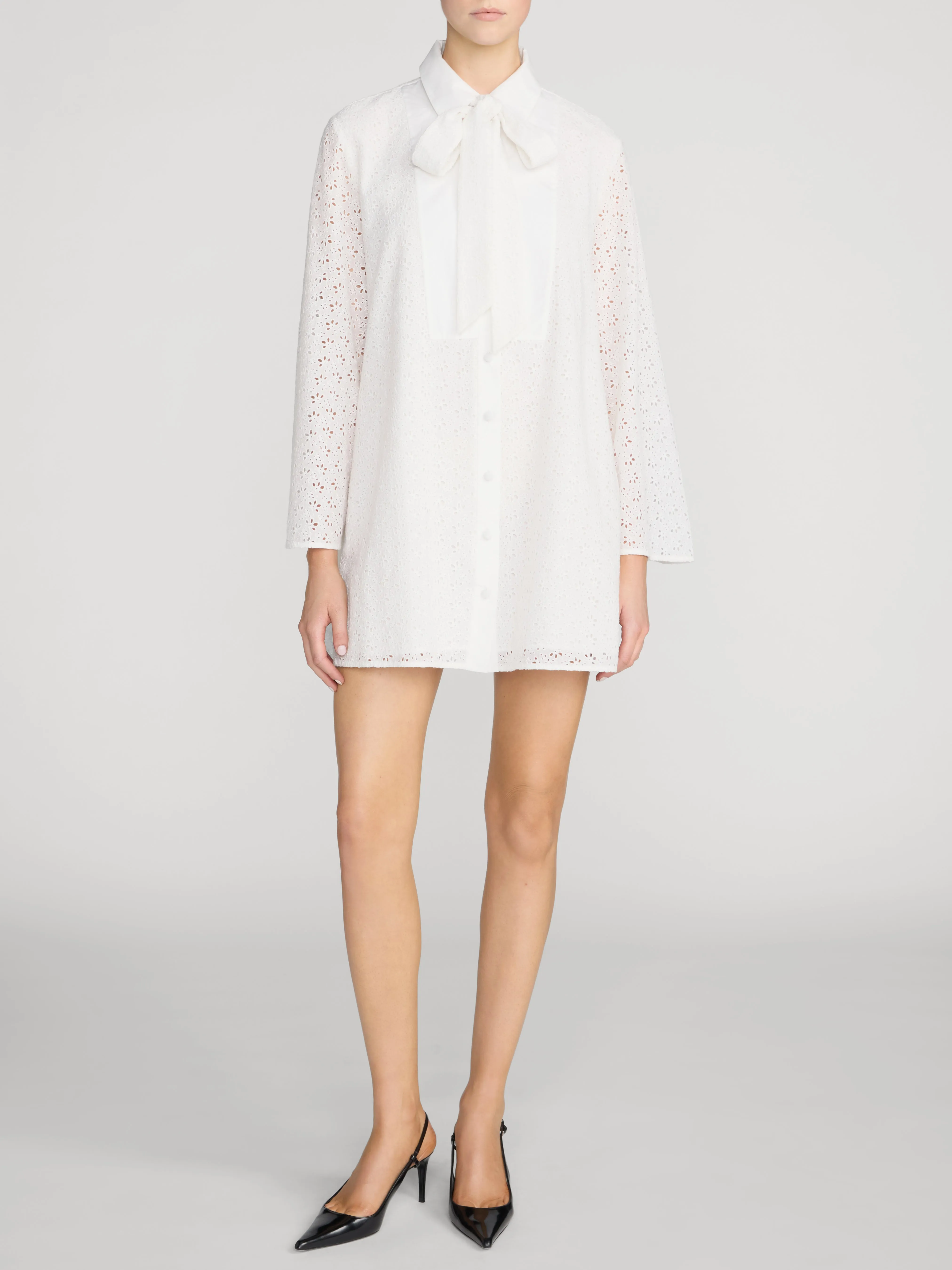 The Eyelet Tuxedo Dress -- White sold by Frame Denim product image thumbnail 2