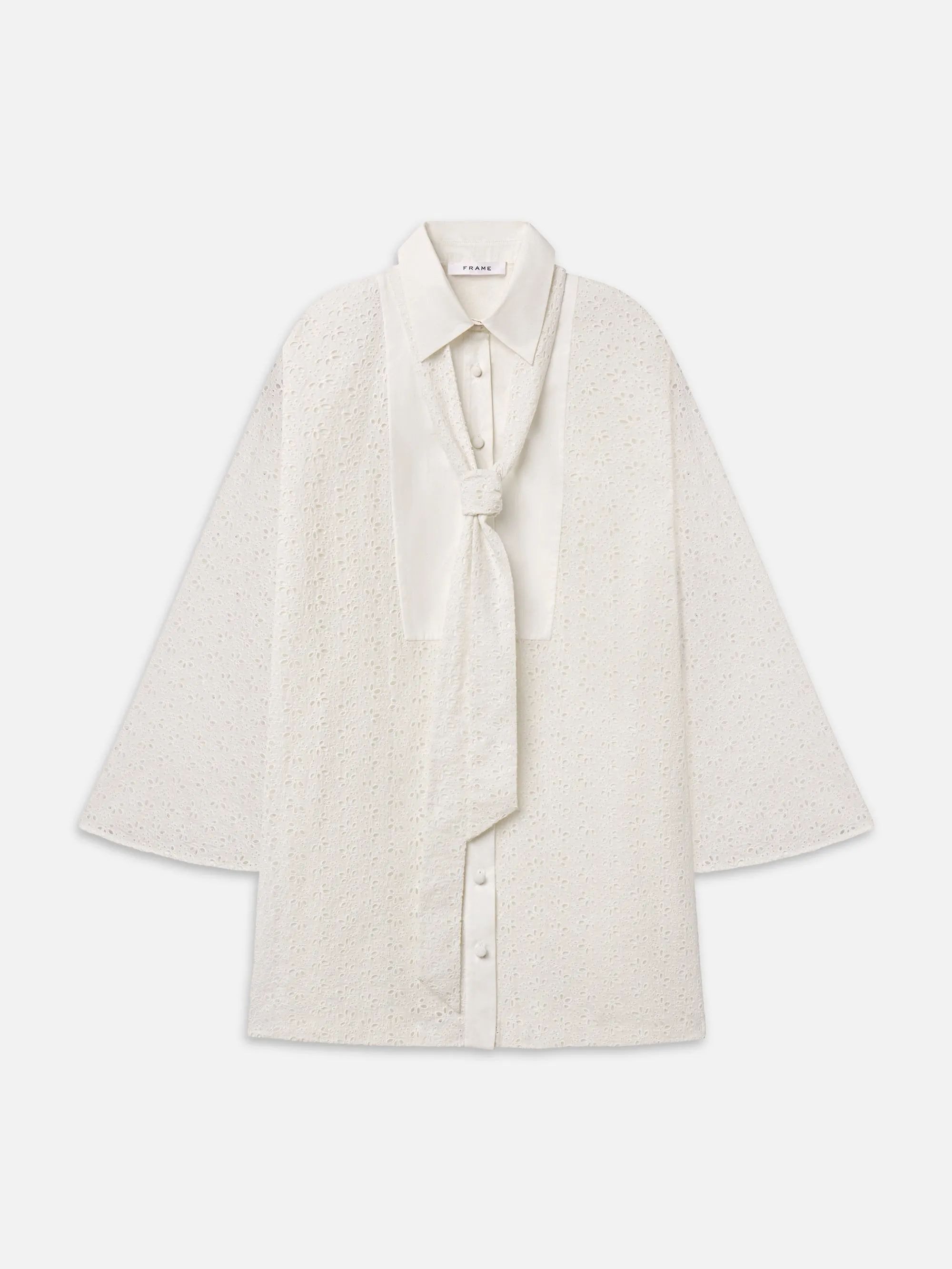 The Eyelet Tuxedo Dress -- White sold by Frame Denim