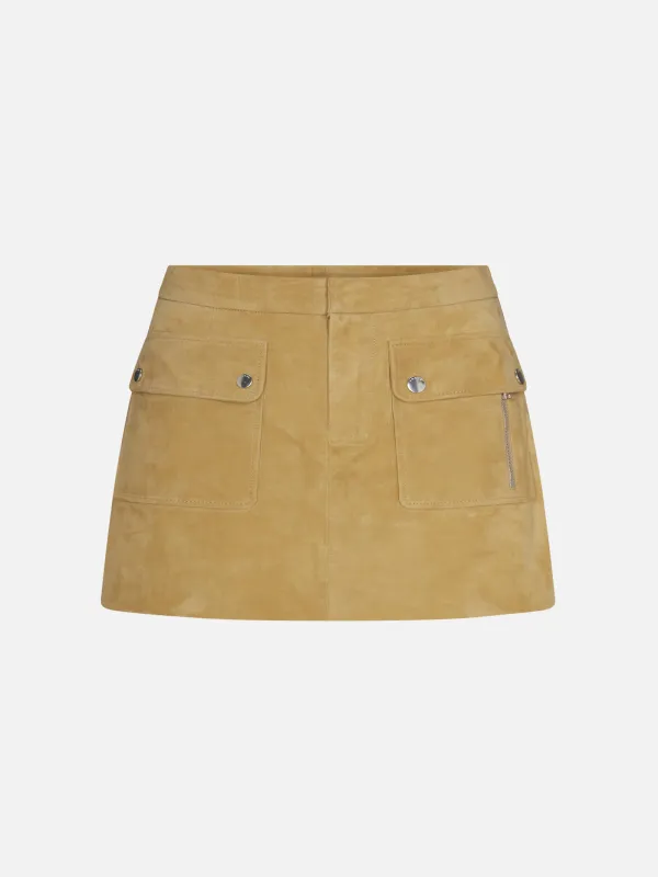 The Suede Safari Skirt -- Fawn made by Frame Denim