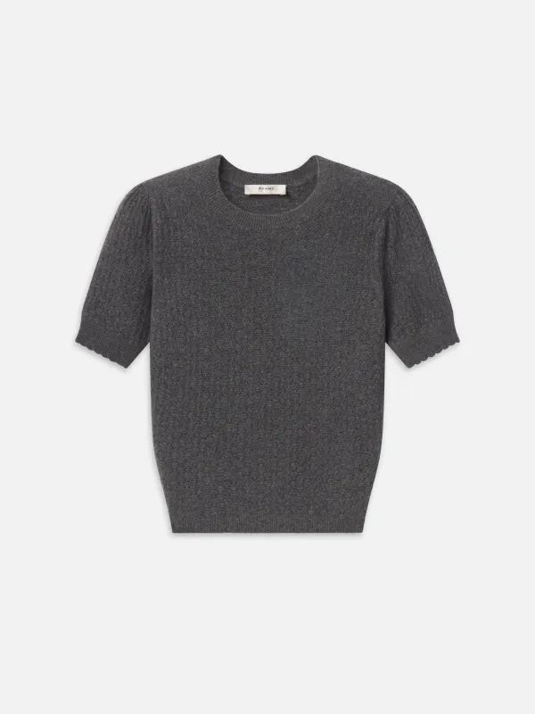 The Gathered Honeycomb Sweater -- Heather Grey made by Frame Denim