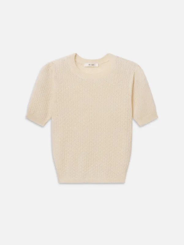 The Gathered Honeycomb Sweater -- Cream made by Frame Denim