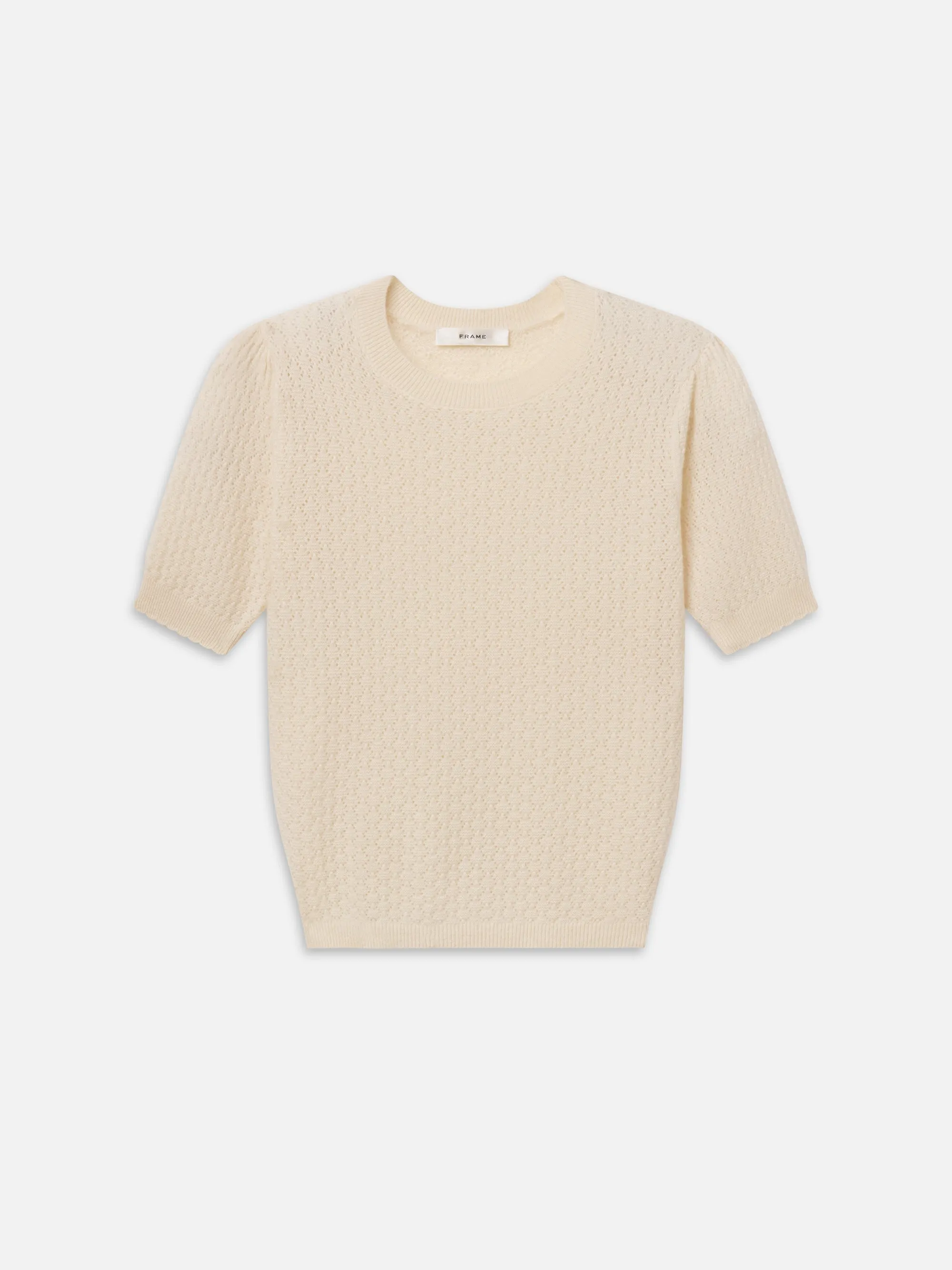The Gathered Honeycomb Sweater -- Cream sold by Frame Denim