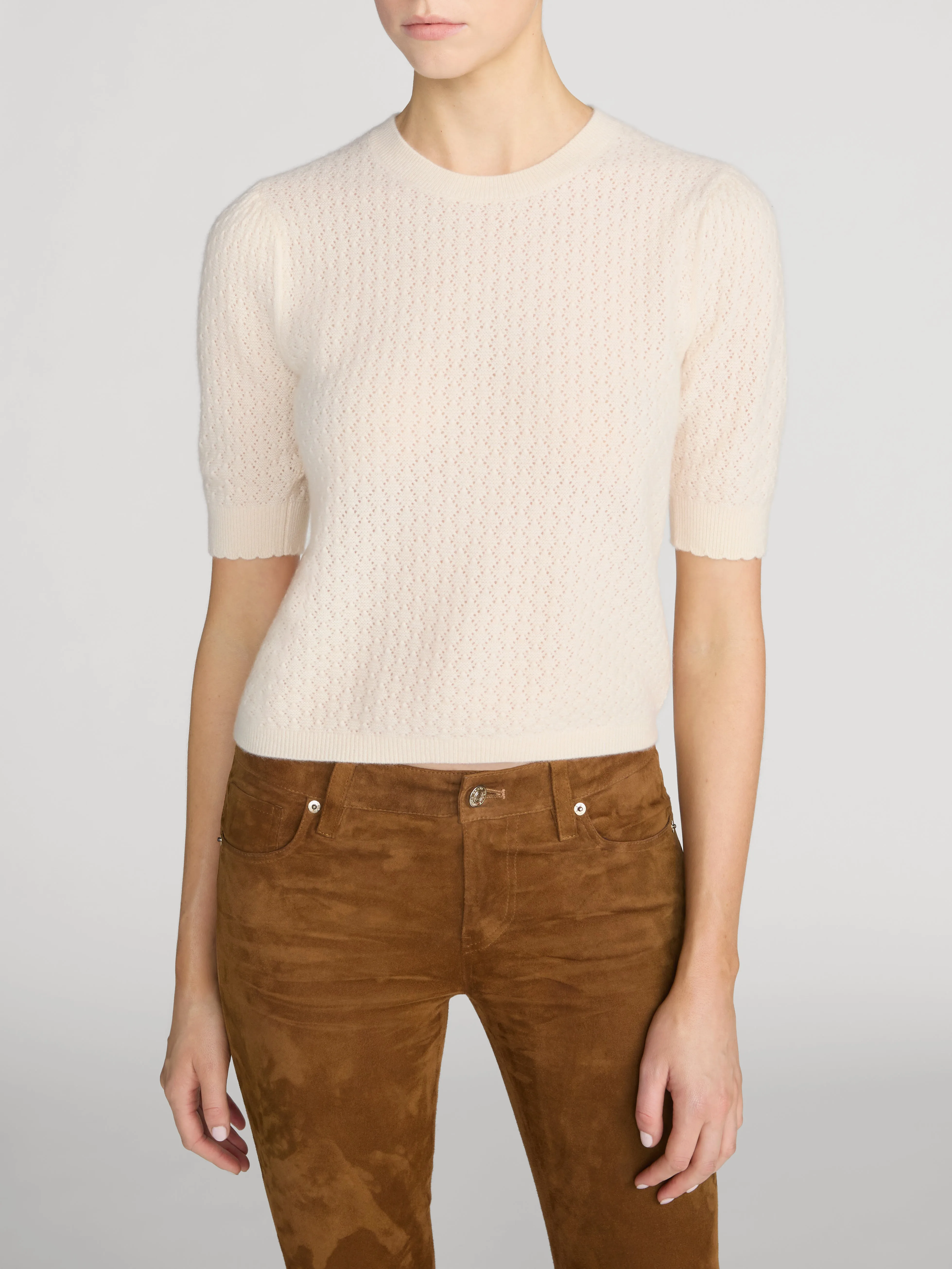 The Gathered Honeycomb Sweater -- Cream sold by Frame Denim product image thumbnail 3
