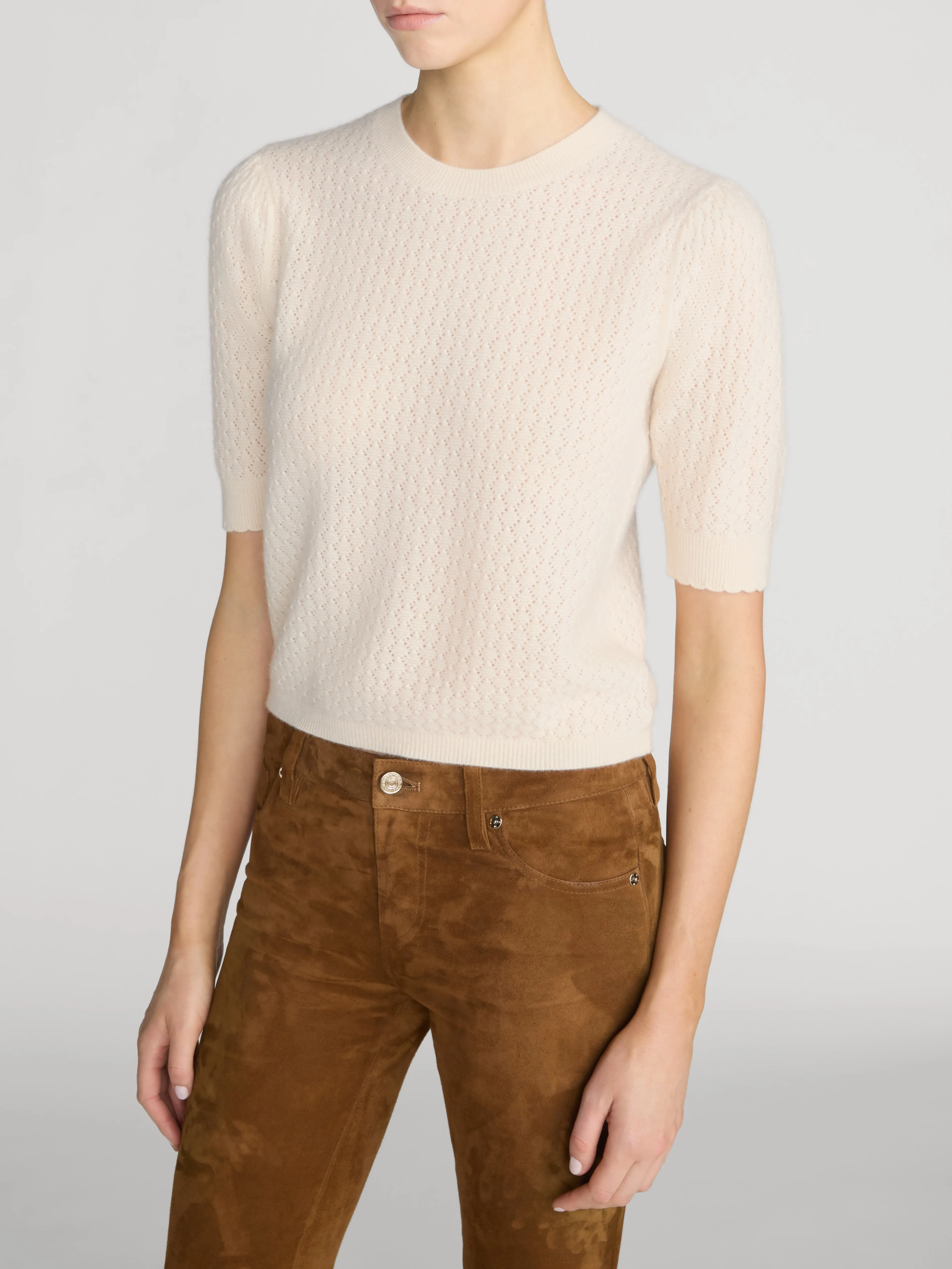 The Gathered Honeycomb Sweater -- Cream sold by Frame Denim product image thumbnail 4