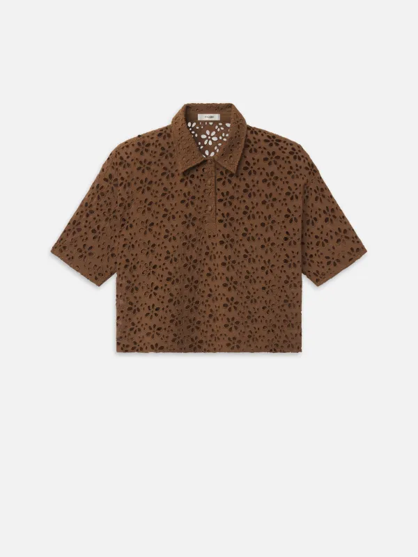 The Downing Eyelet Polo -- Moss made by Frame Denim