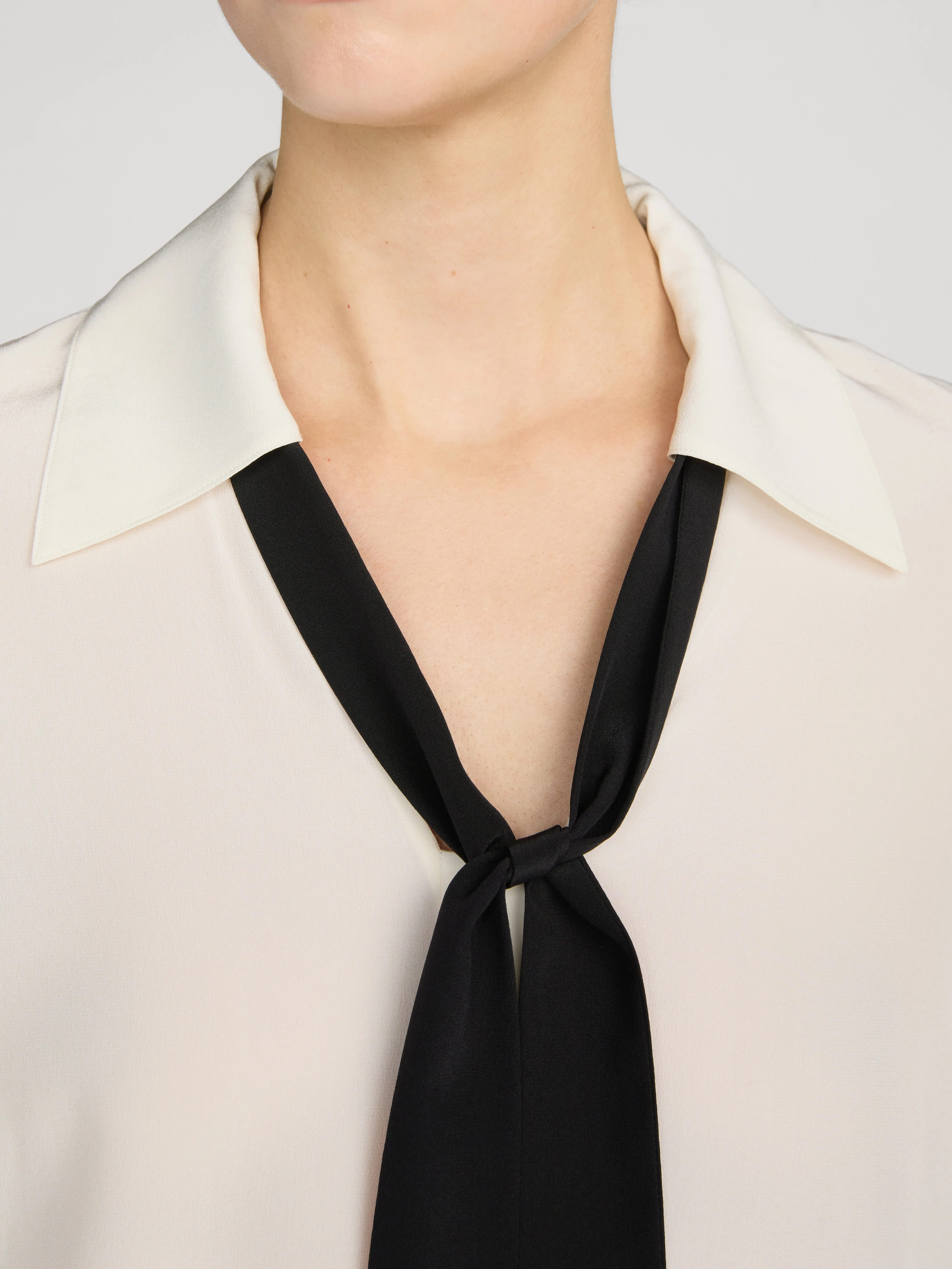 The Contrast Tie Shirt -- Cream sold by Frame Denim product image thumbnail 5