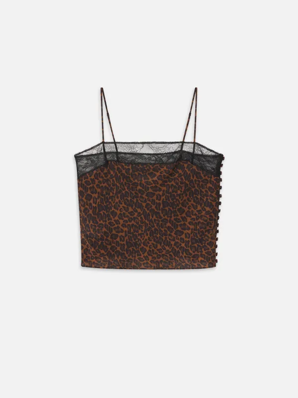 The Lace Inset Cami -- Dark Leopard Multi made by Frame Denim