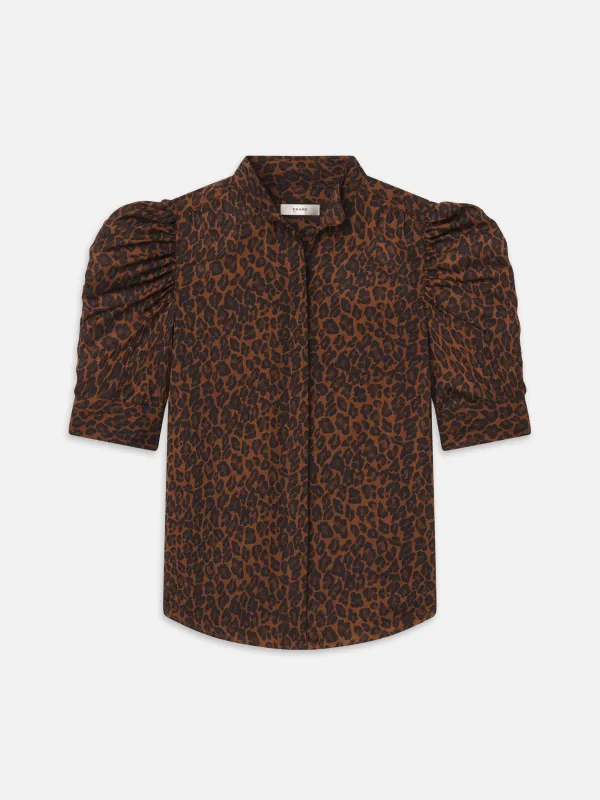 The Gillian Top -- Light Leopard Multi made by Frame Denim