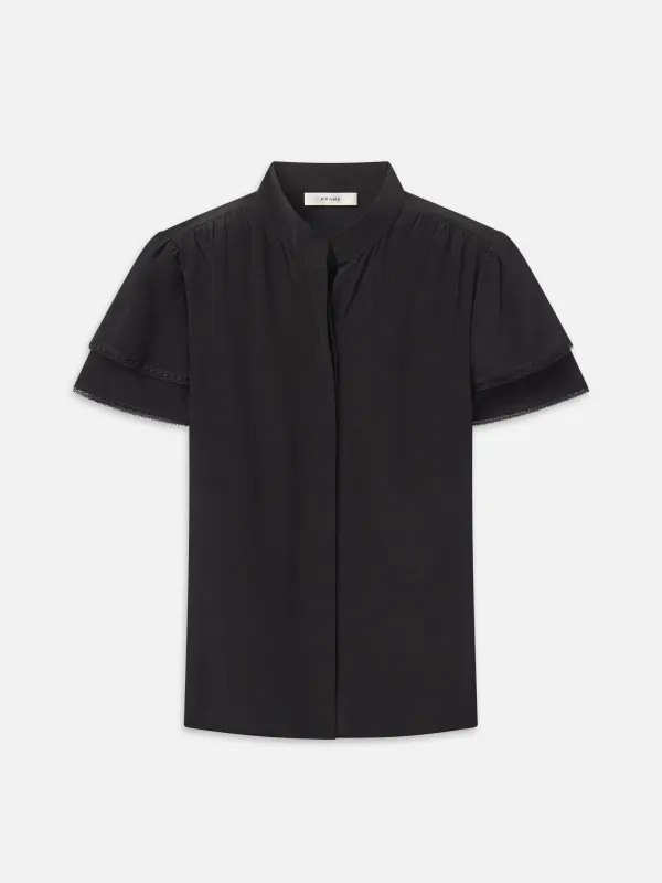 The Silk Arcadia Top -- Black made by Frame Denim