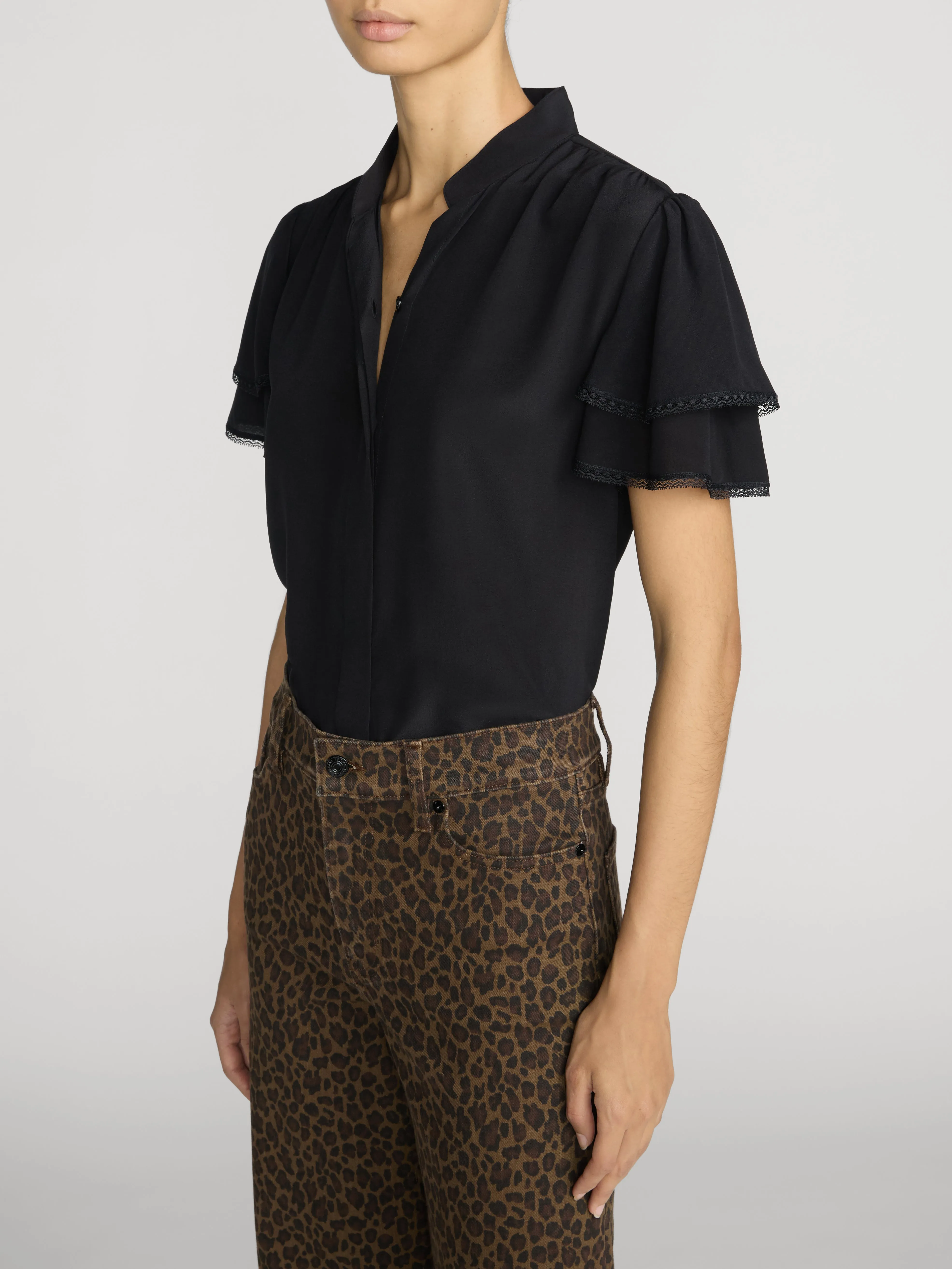 The Silk Arcadia Top -- Black sold by Frame Denim product image thumbnail 4