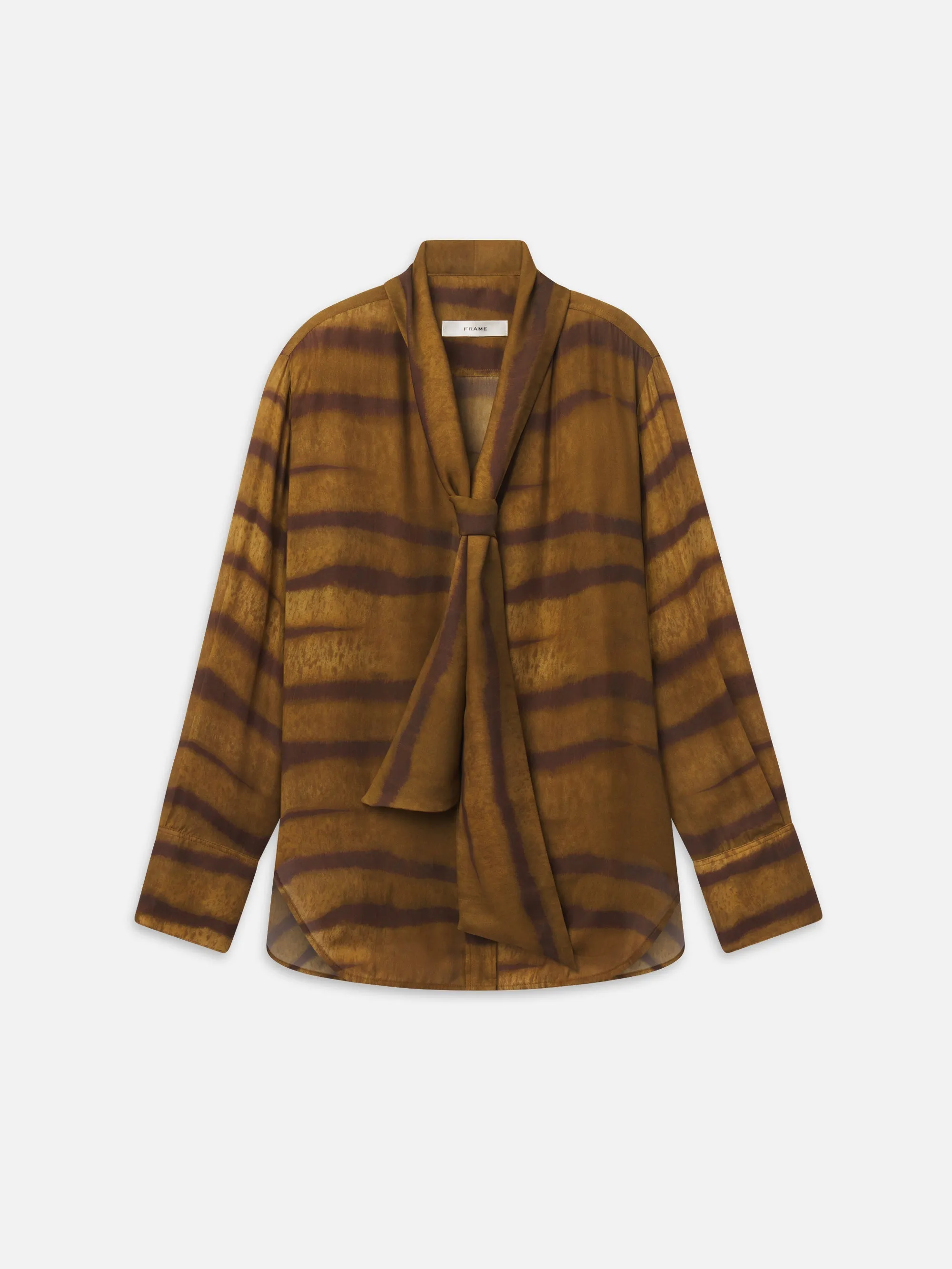 The Silk Oversized Tie Shirt -- Light Tiger Multi sold by Frame Denim