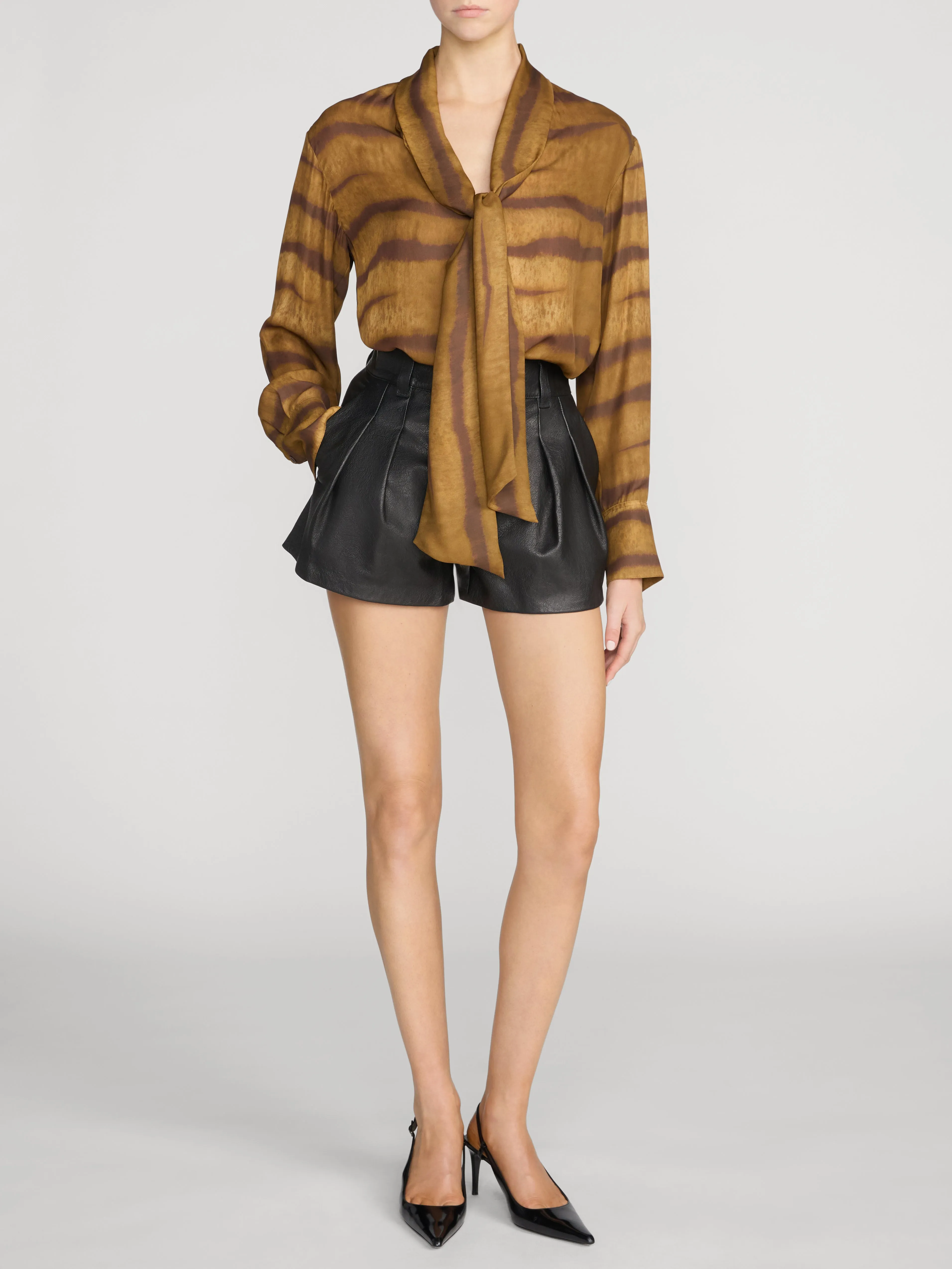 The Silk Oversized Tie Shirt -- Light Tiger Multi sold by Frame Denim product image thumbnail 2