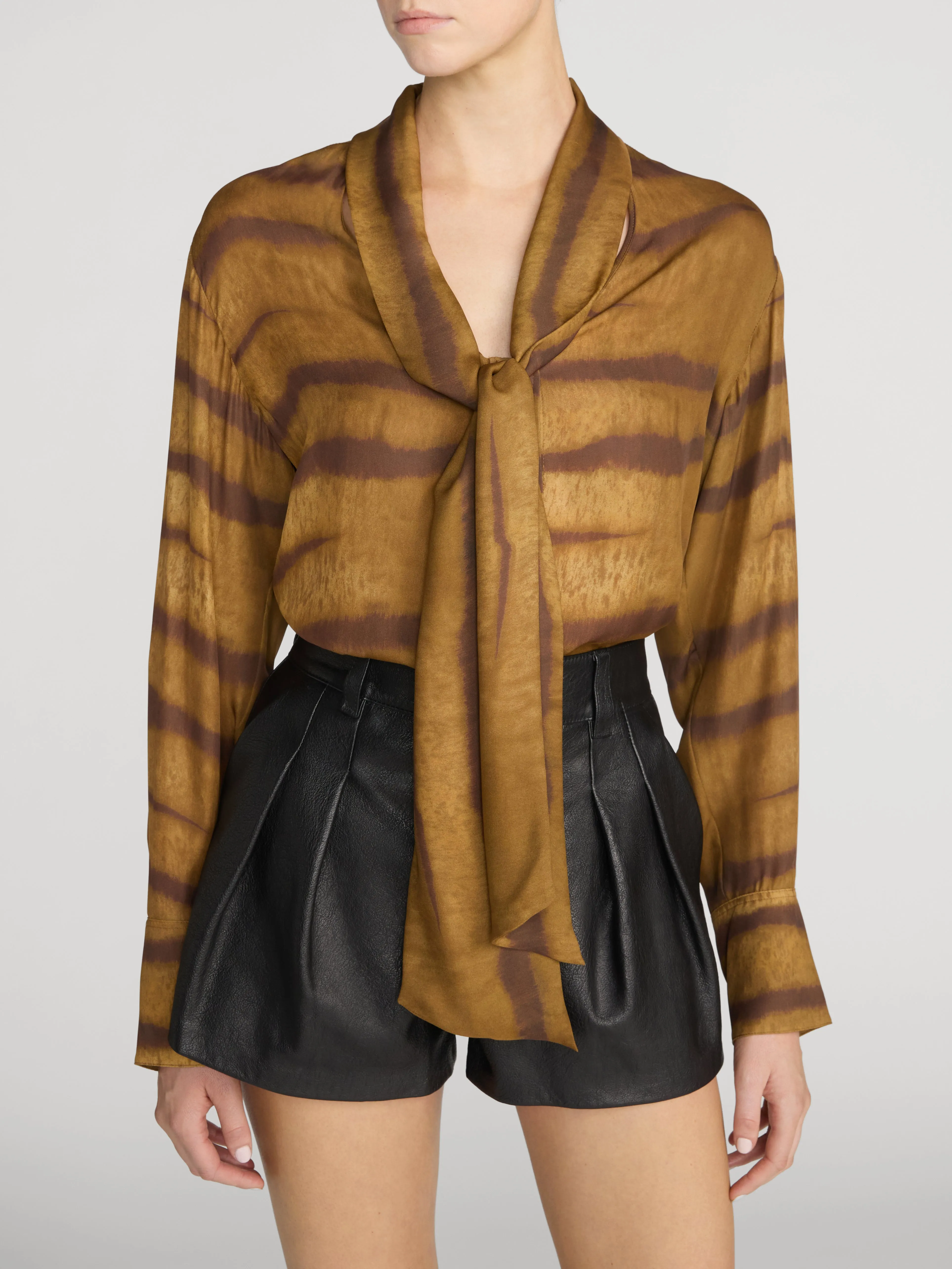 The Silk Oversized Tie Shirt -- Light Tiger Multi sold by Frame Denim product image thumbnail 3