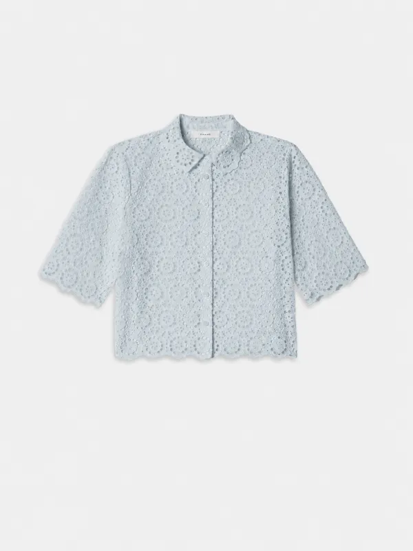 The Petal Eyelet Shirt -- Ice Blue made by Frame Denim