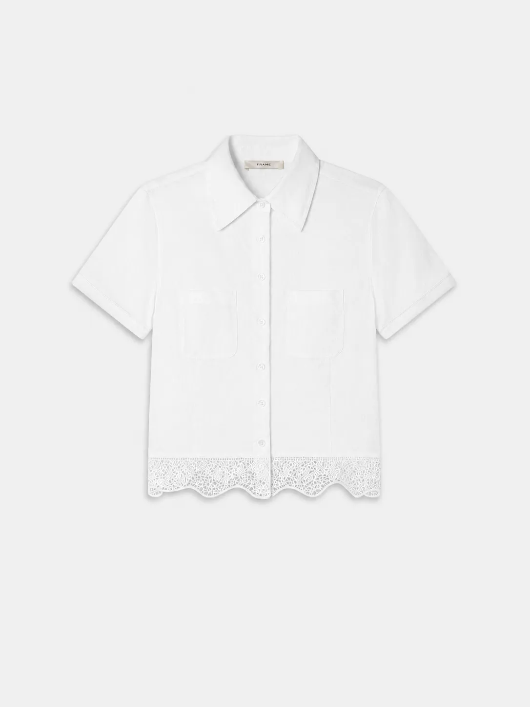 The Embroidered Seaside Shirt -- White sold by Frame Denim
