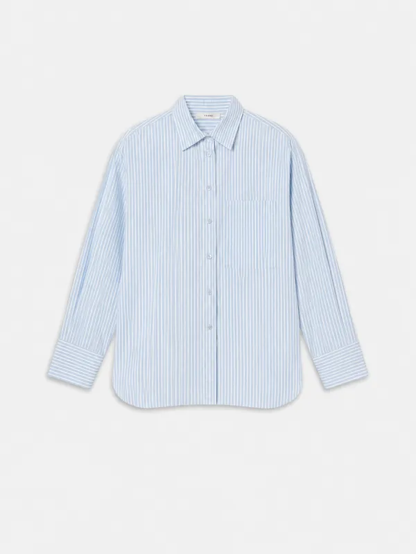 The Striped Boy Shirt -- Powder Blue Multi made by Frame Denim