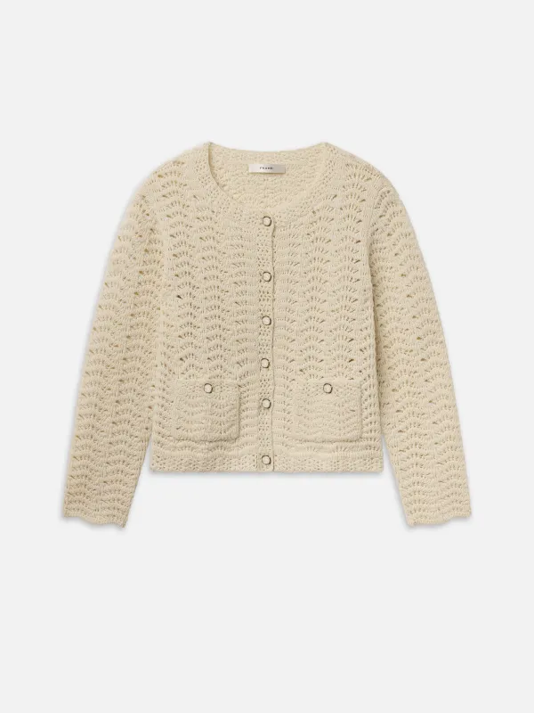 The Chevron Knit Cardi -- Biscuit made by Frame Denim