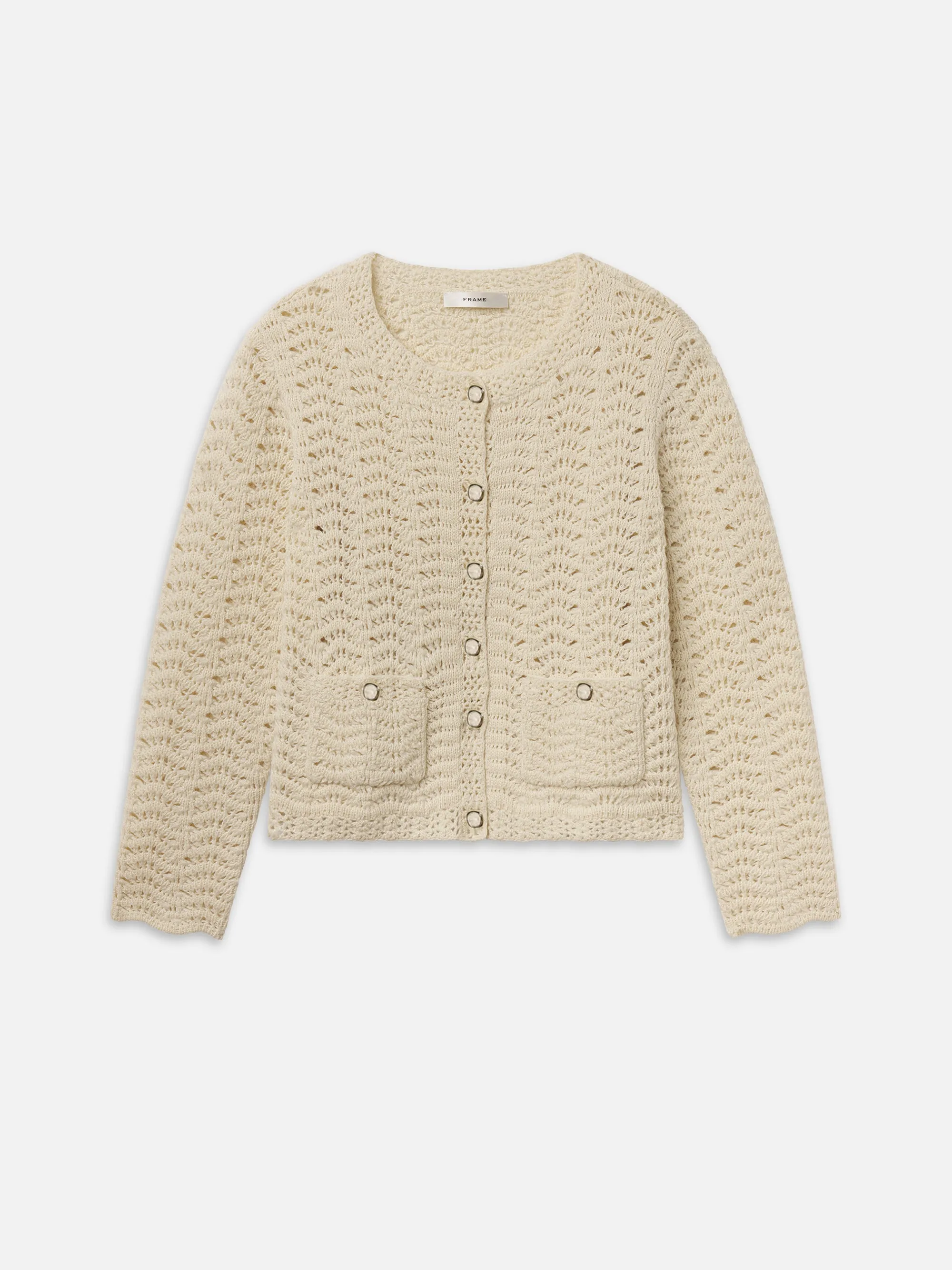 The Chevron Knit Cardi -- Biscuit sold by Frame Denim