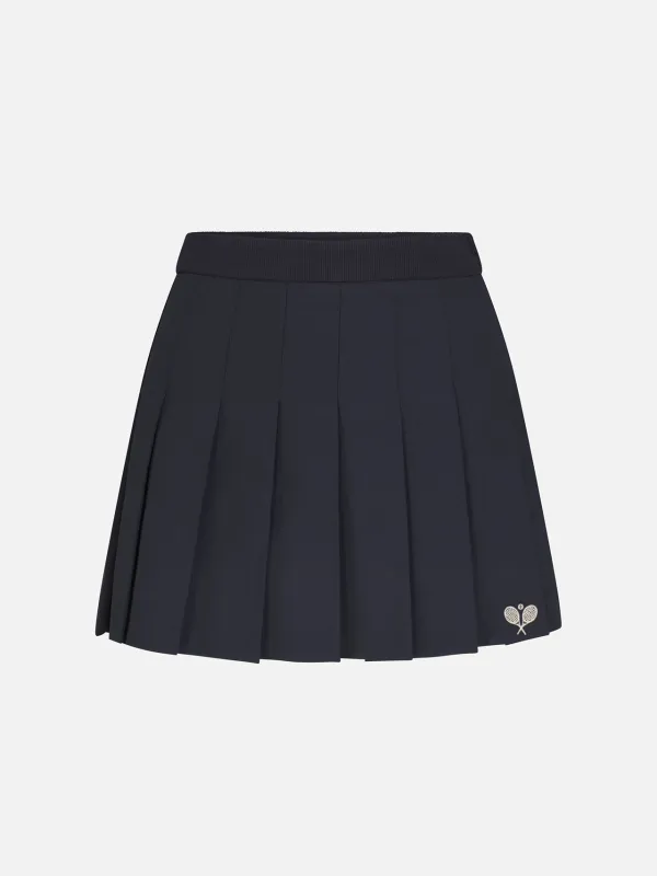 The Tennis Pleated Skirt -- Navy Multi made by Frame Denim