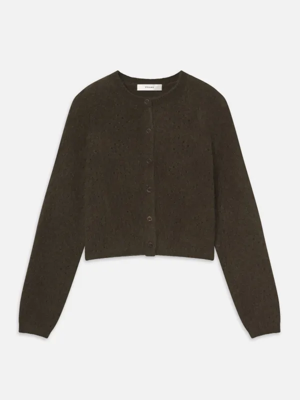 The Cashmere Airy Teddy Cardi -- Deep Olive made by Frame Denim