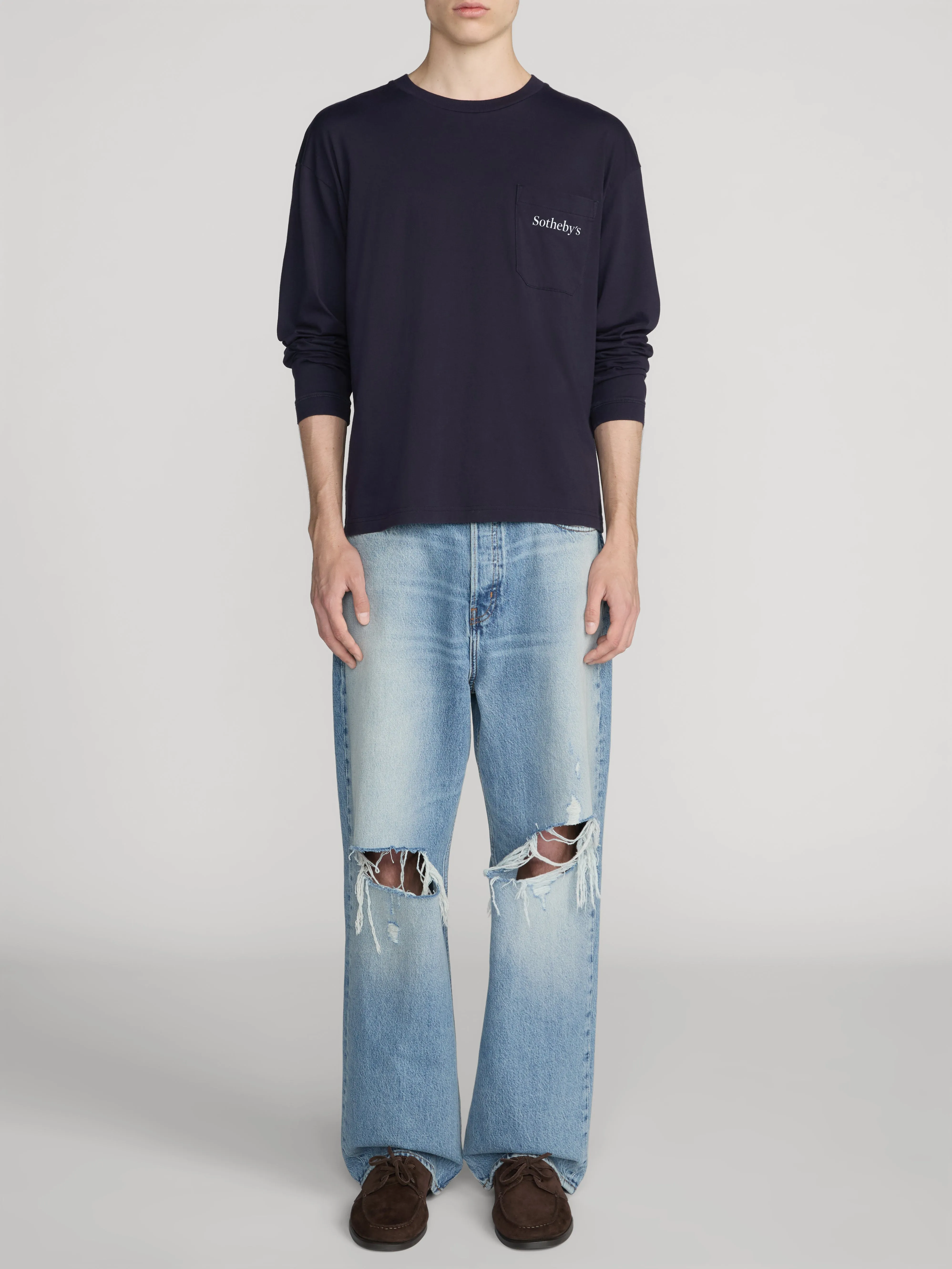 Sotheby's Long Sleeve Tee -- Navy Washed sold by Frame Denim product image thumbnail 4