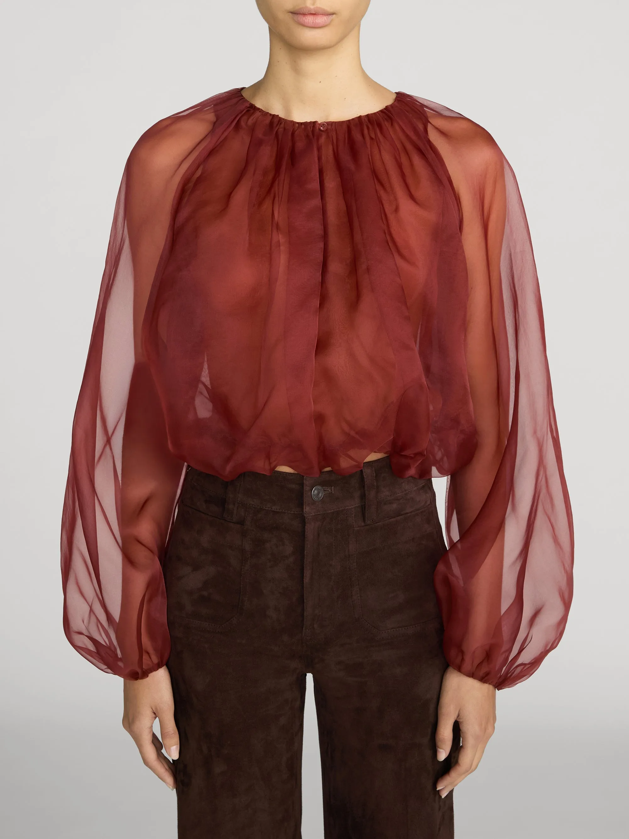 The Sheer Balloon Blouse -- Paprika sold by Frame Denim product image thumbnail 3