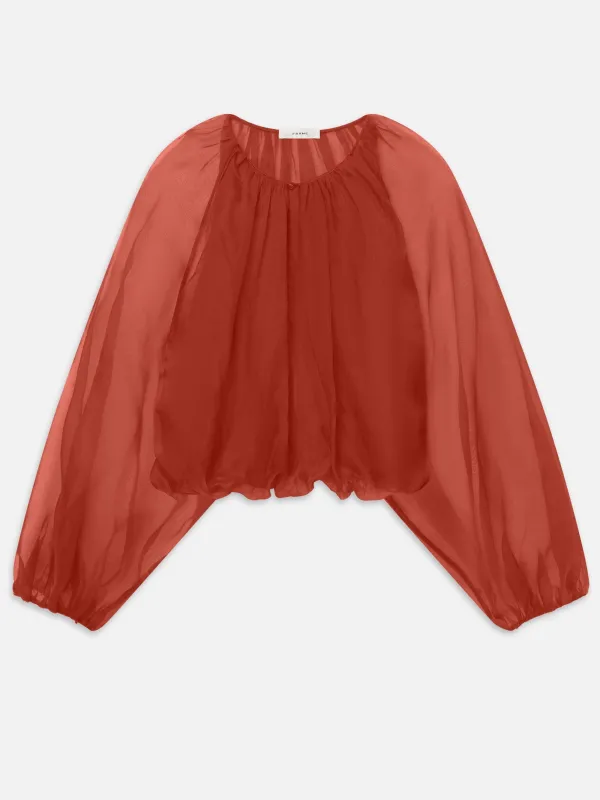 The Sheer Balloon Blouse -- Paprika made by Frame Denim