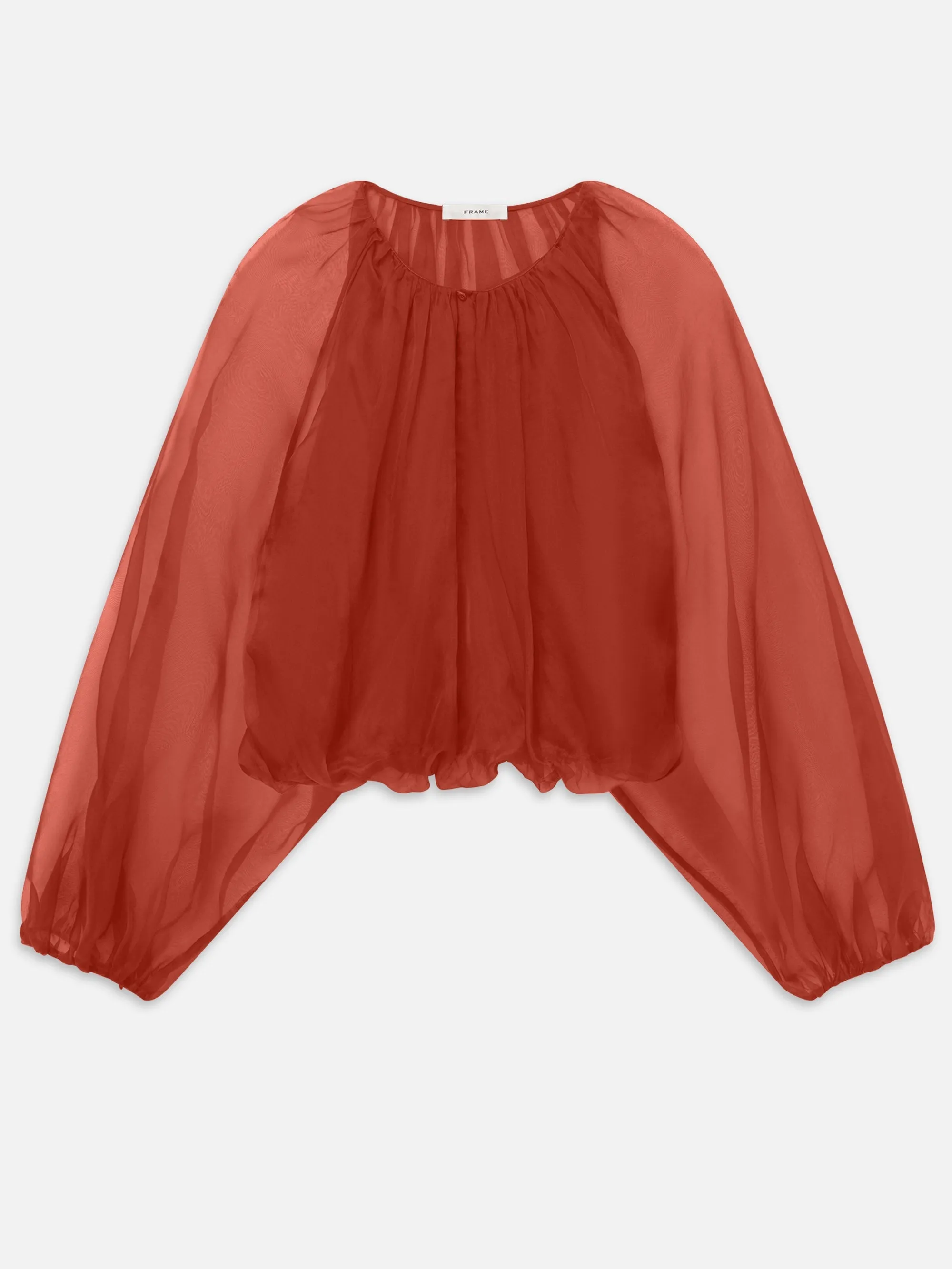 The Sheer Balloon Blouse -- Paprika sold by Frame Denim