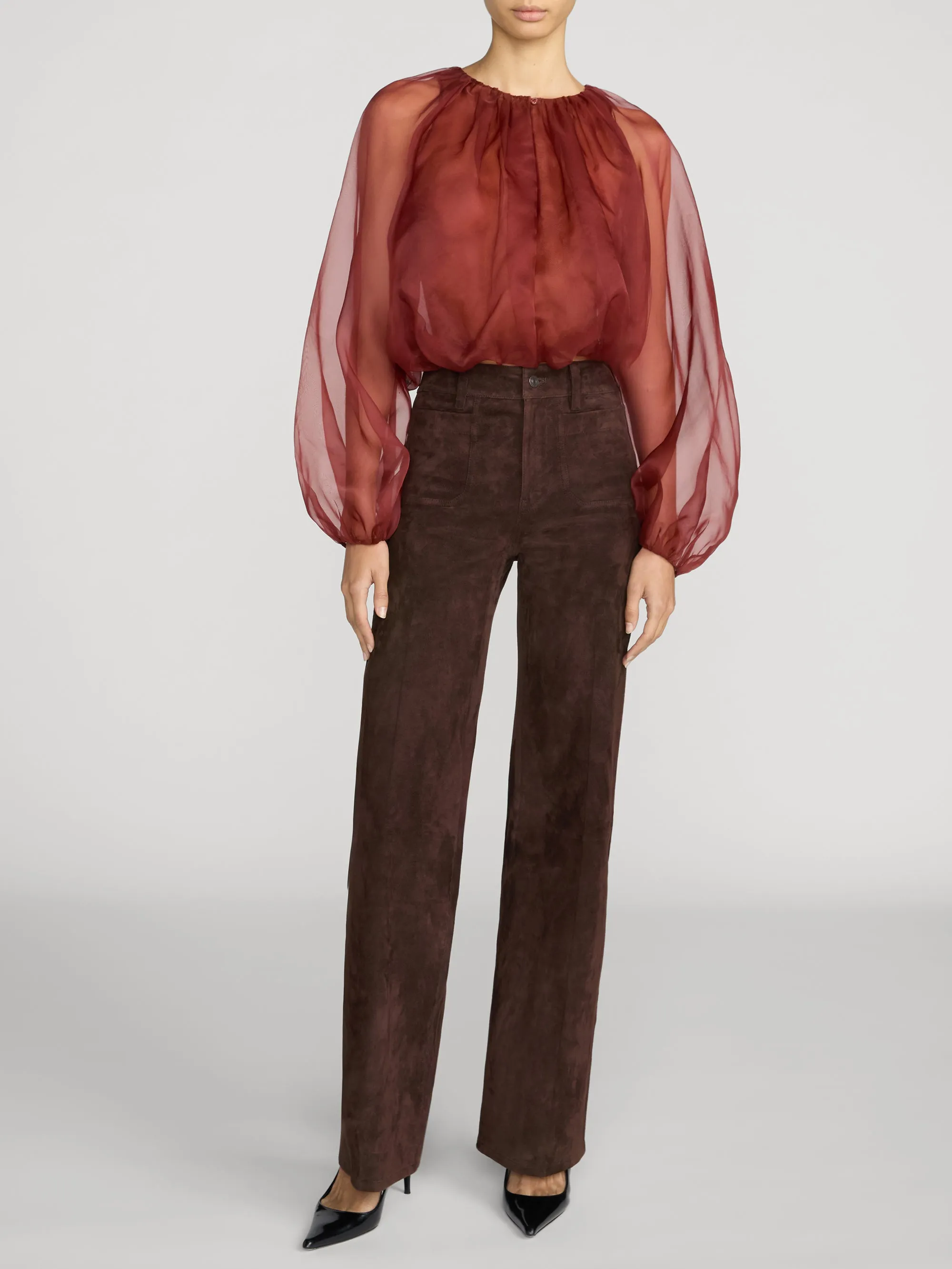 The Sheer Balloon Blouse -- Paprika sold by Frame Denim product image thumbnail 2