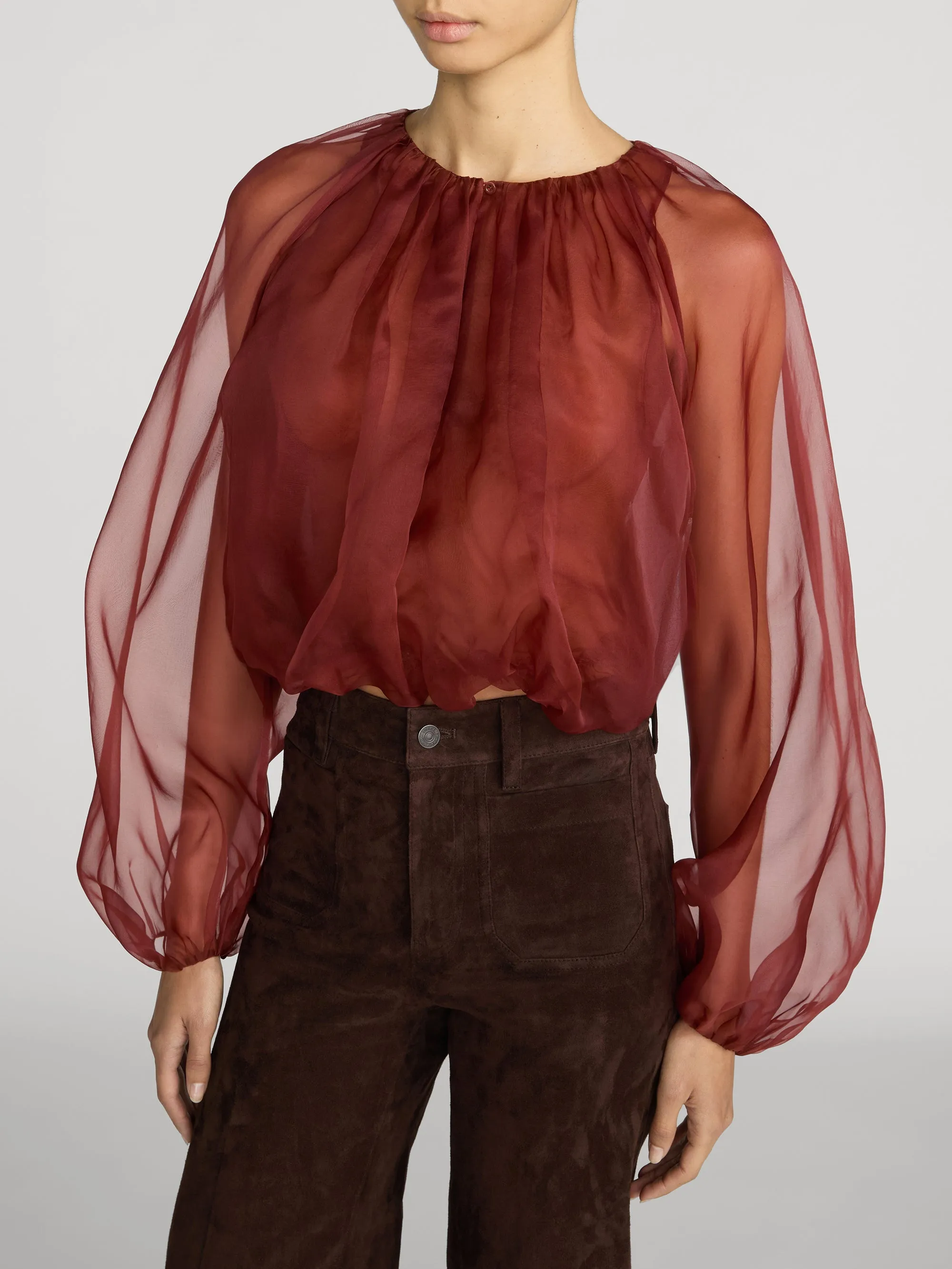 The Sheer Balloon Blouse -- Paprika sold by Frame Denim product image thumbnail 4