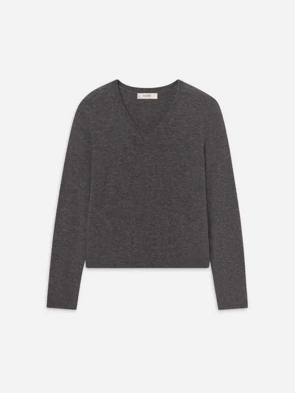 The Everyday Cashmere V Neck -- Heather Grey made by Frame Denim