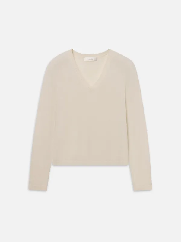The Everyday Cashmere V Neck -- Cream made by Frame Denim