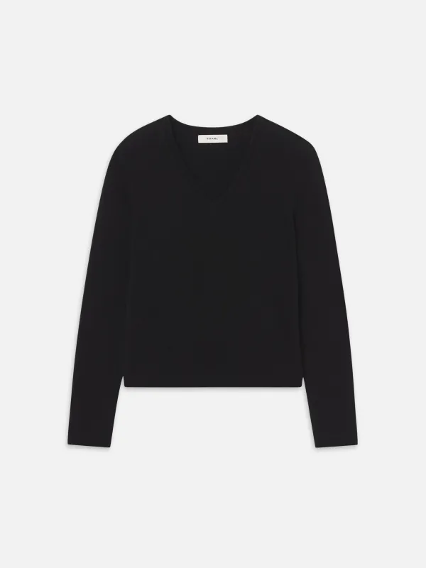The Everyday Cashmere V Neck -- Black made by Frame Denim
