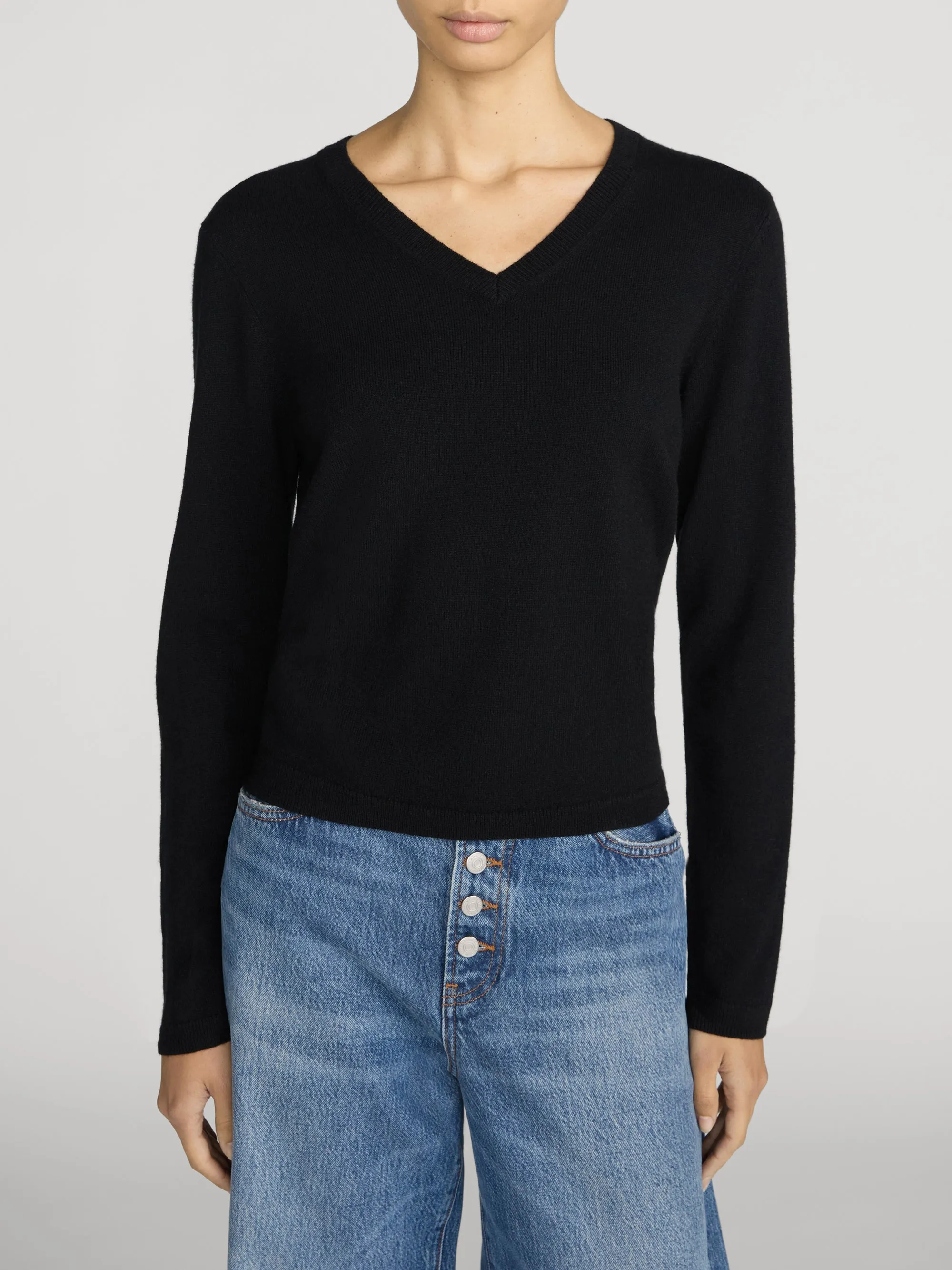 The Everyday Cashmere V Neck -- Black sold by Frame Denim product image thumbnail 3